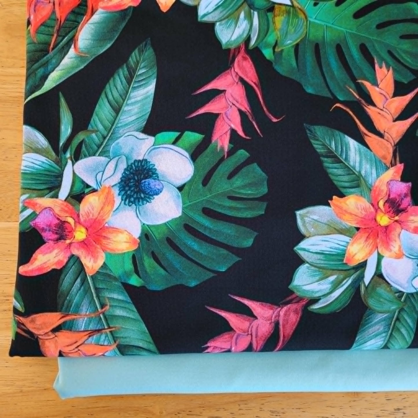 Tropical Leaf Printed Nylon Spandex Swim Athletic