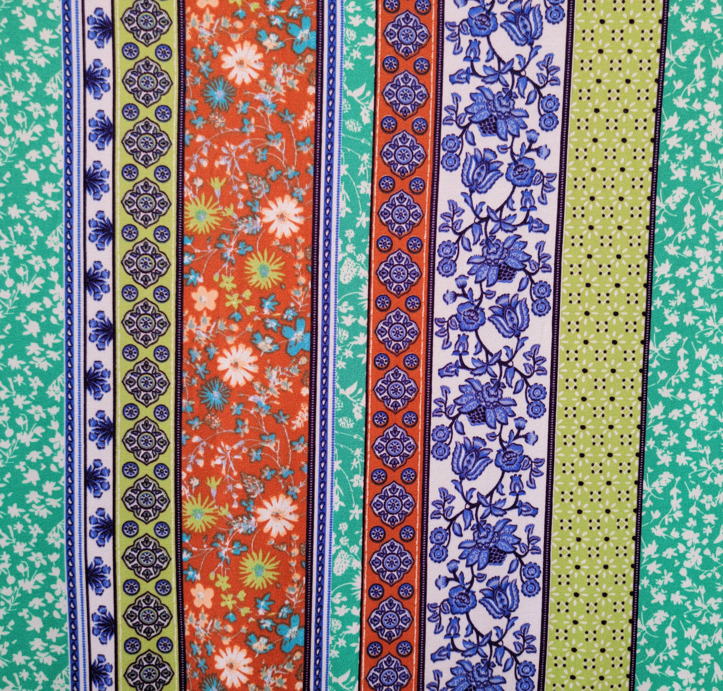 Double Brush Poly Boho Print Celery/Rust