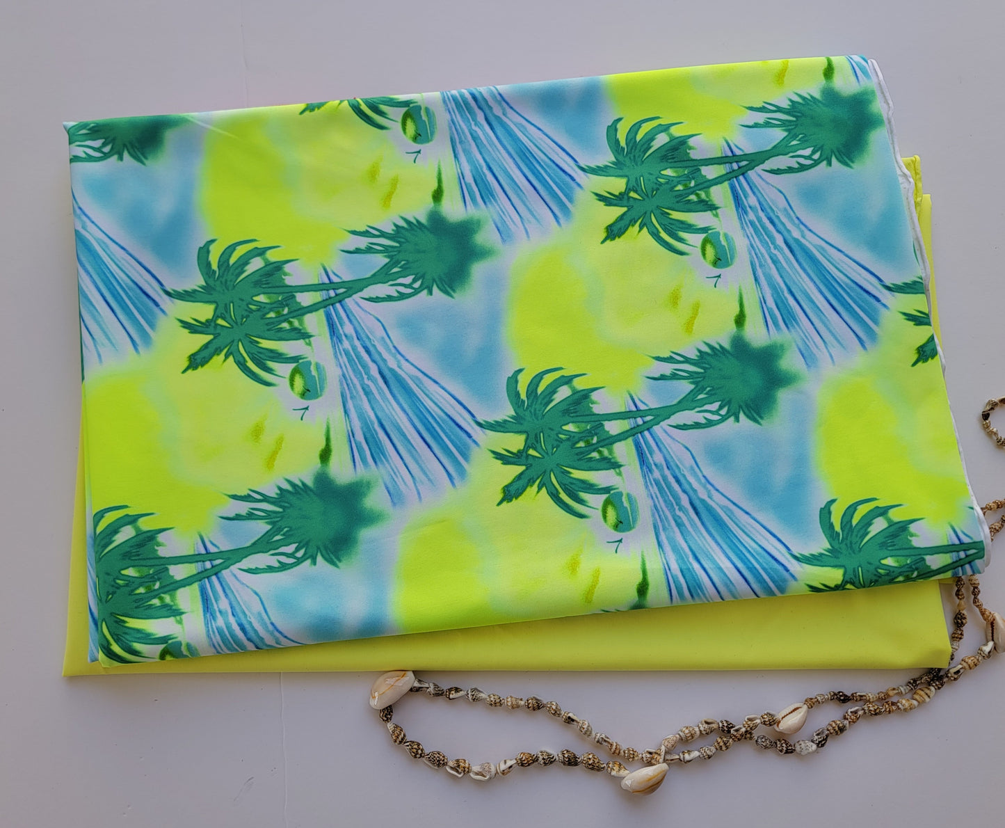 Neon Lime Palm Trees Nylon Spandex Swim Athletic
