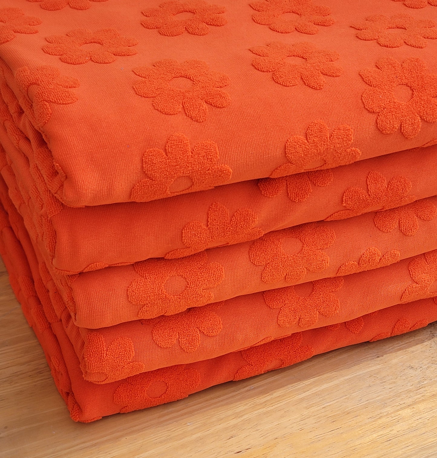 Jacquard Knit Orange Daisies