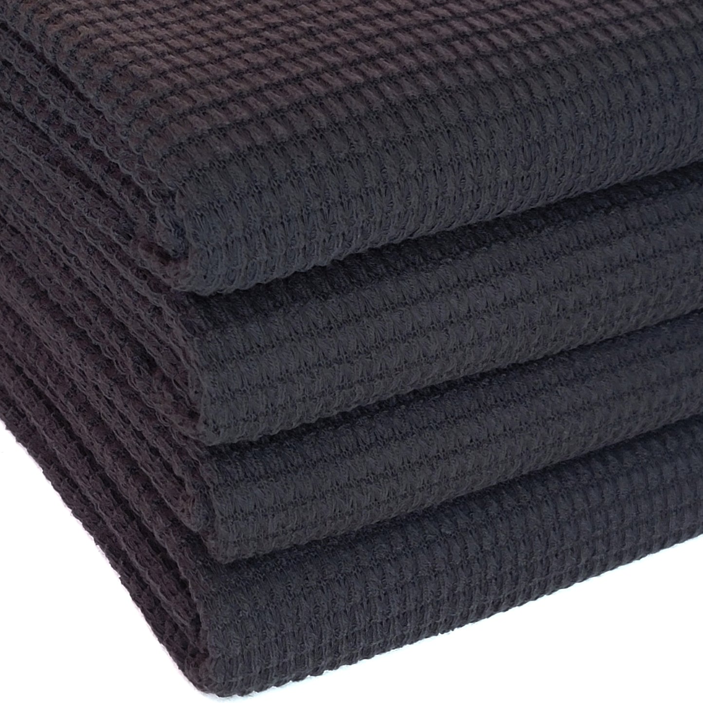 Black Chunky Waffle Knit Fabric