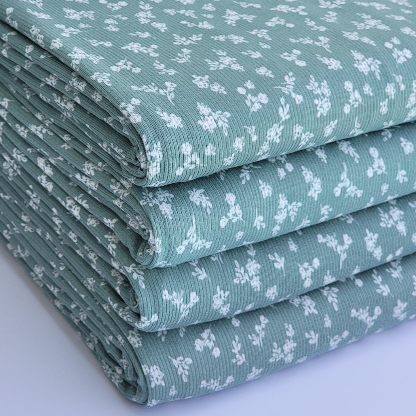 2x2 Sage Green Flower Print Yummy Rib