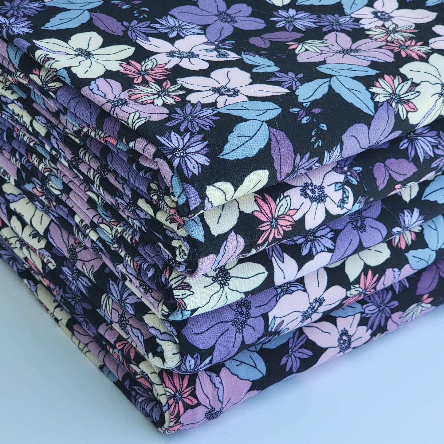 Double Brush Poly Purple Floral Print