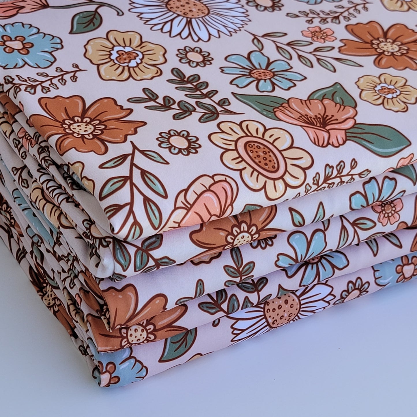 Double Brush Poly Fall Abstract Floral Print