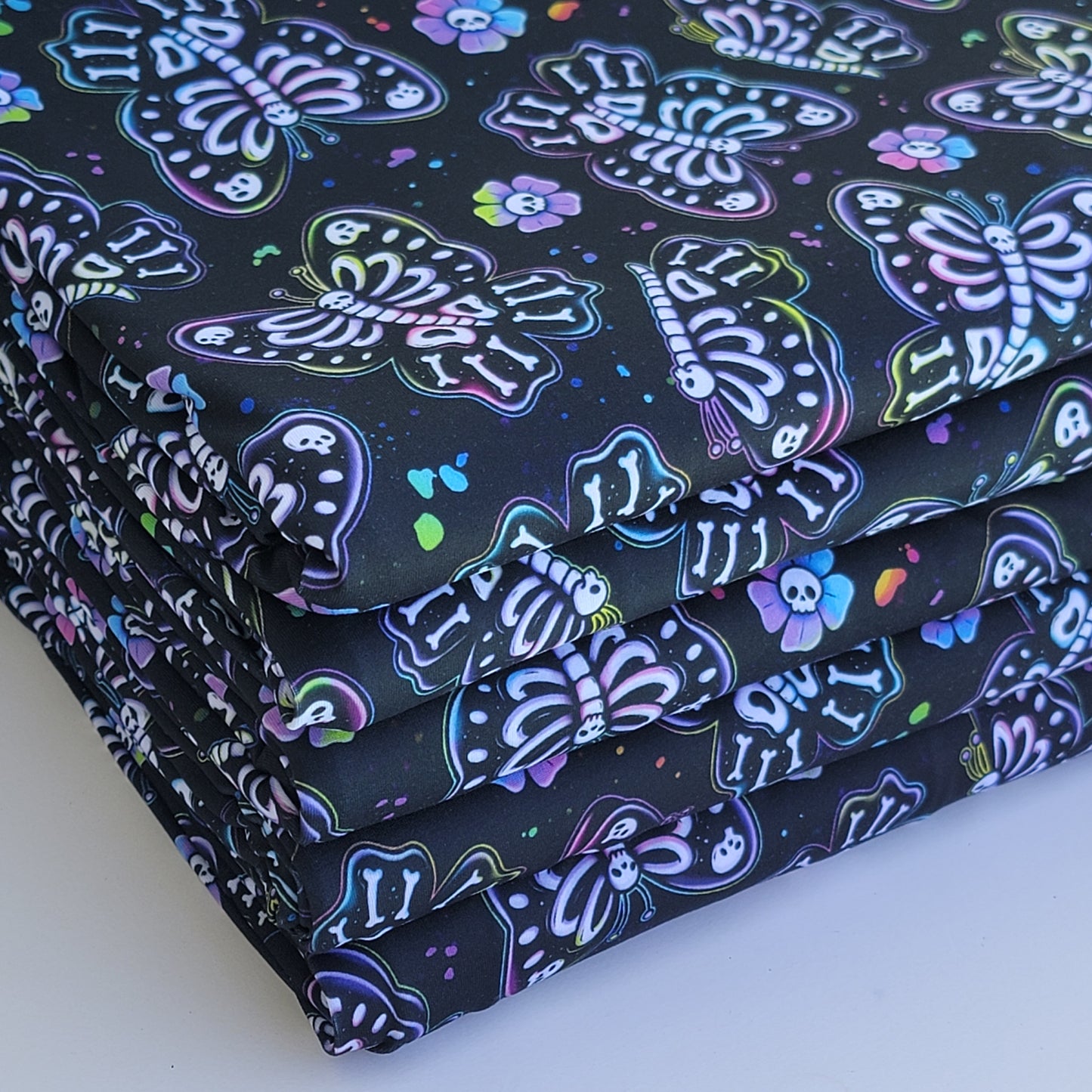 Double Brush Poly Butterfly Skeleton Print