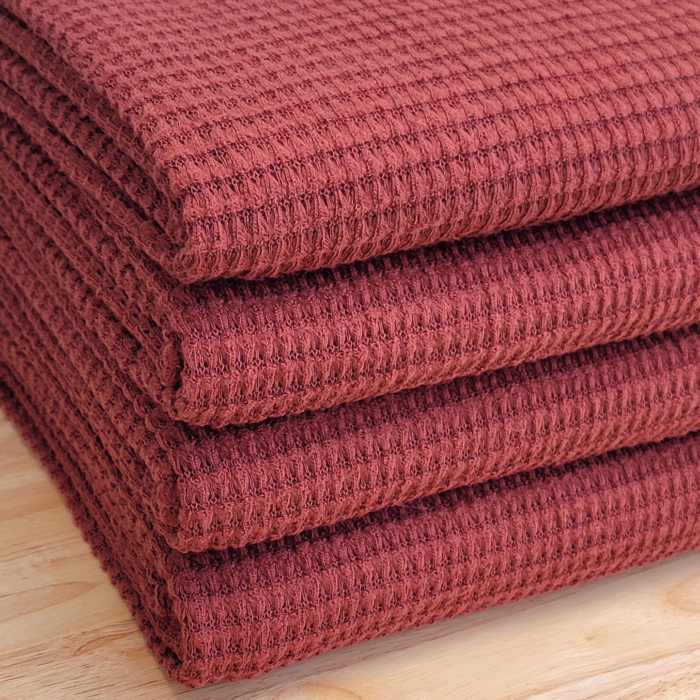 Rust Chunky Waffle Knit Fabric