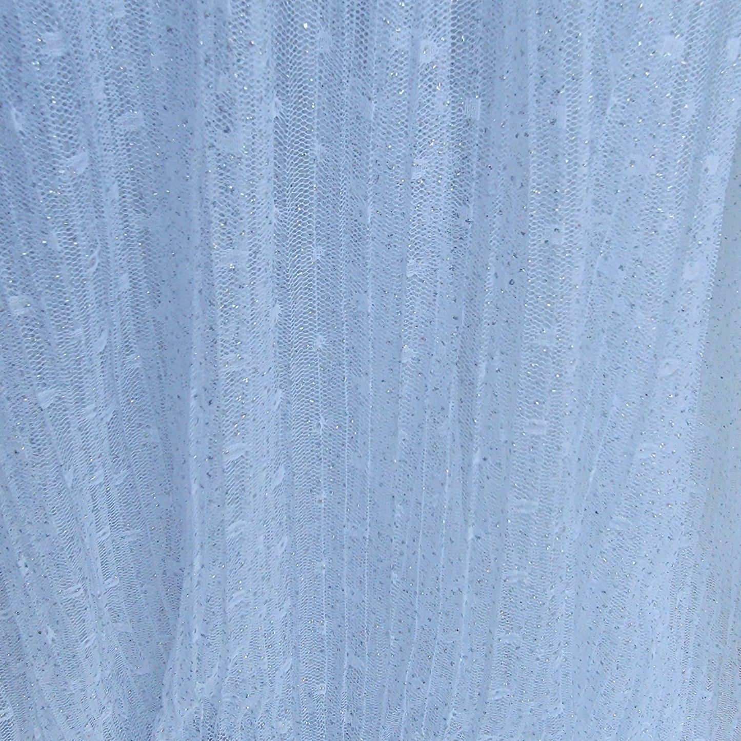 White Pleated Mesh with Glitter