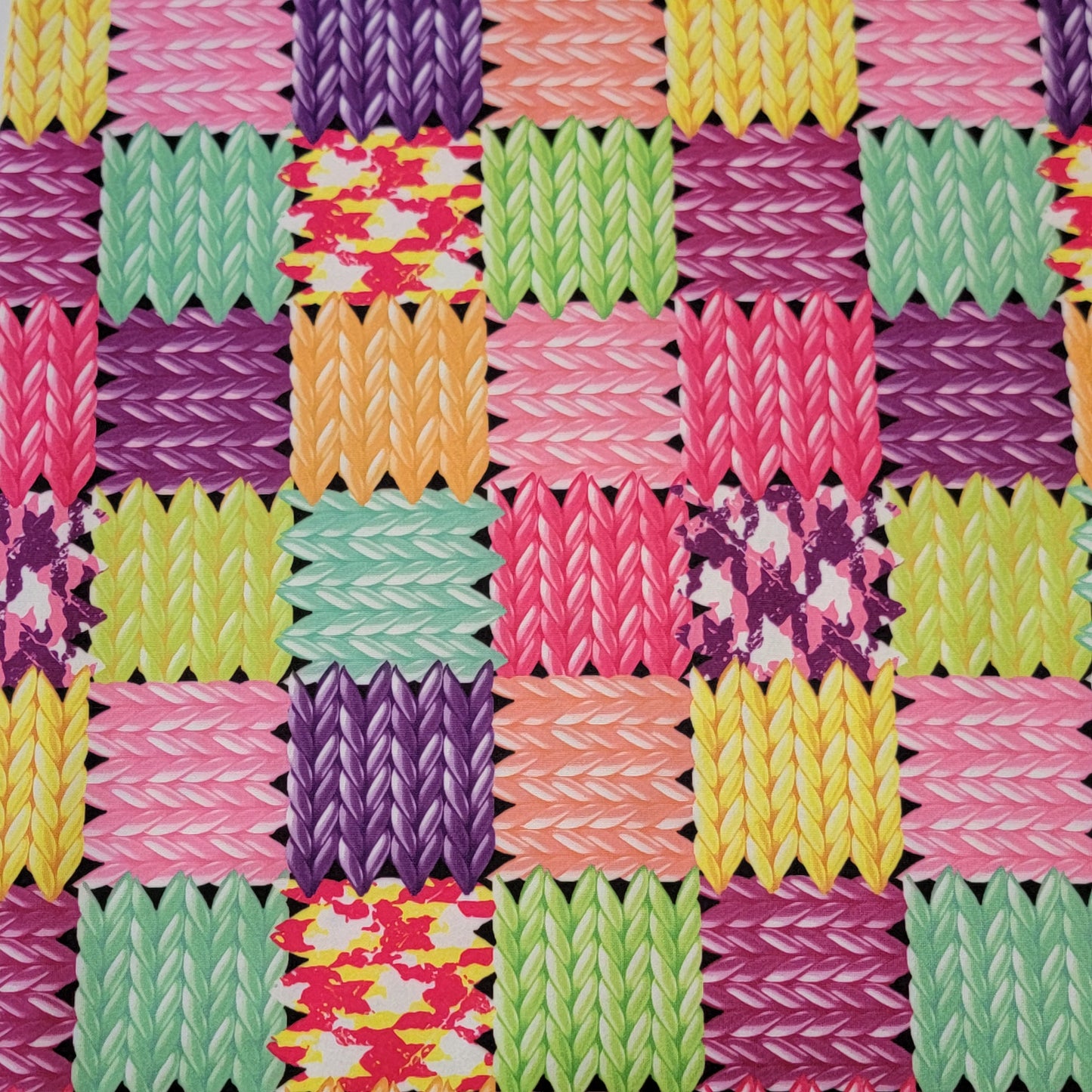 Knitted Patchwork Double Brush Poly Print