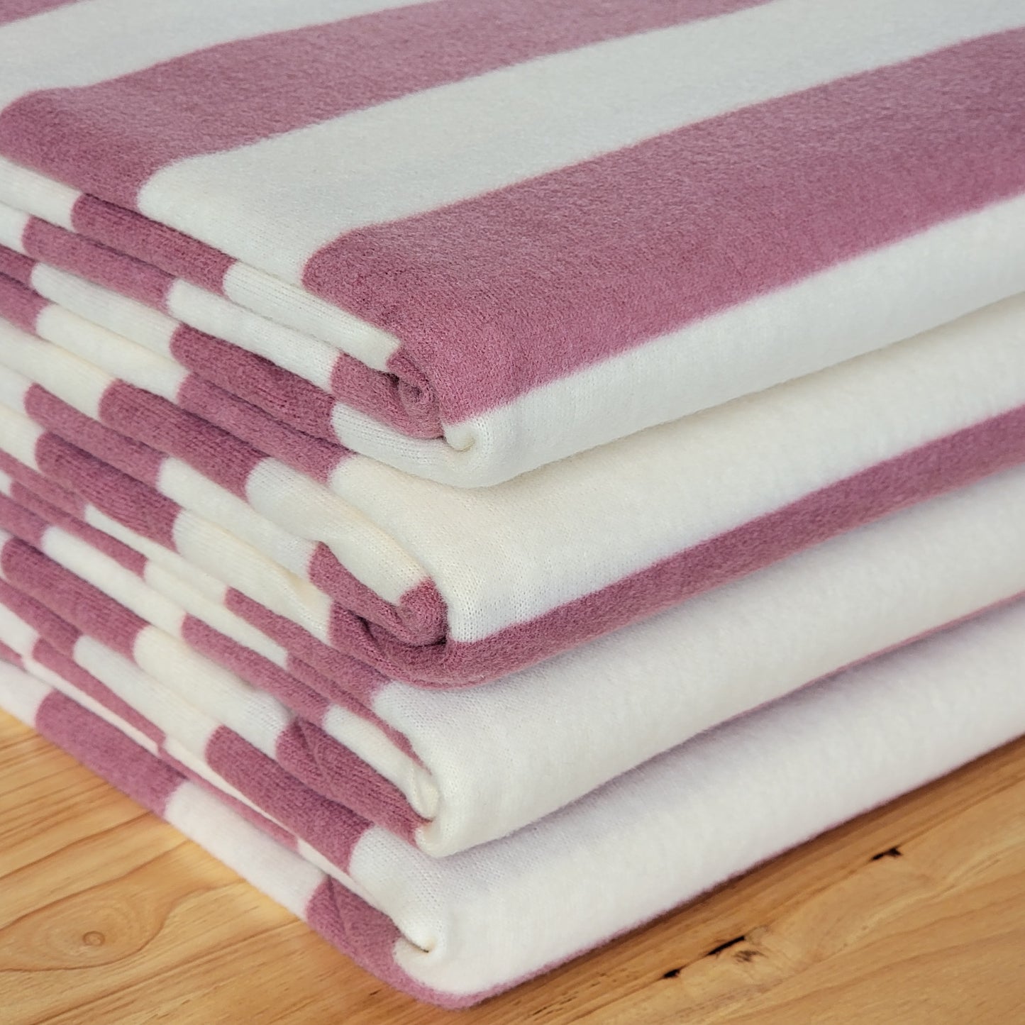 Off-white & Rose Stripes Brush Sweater Knit