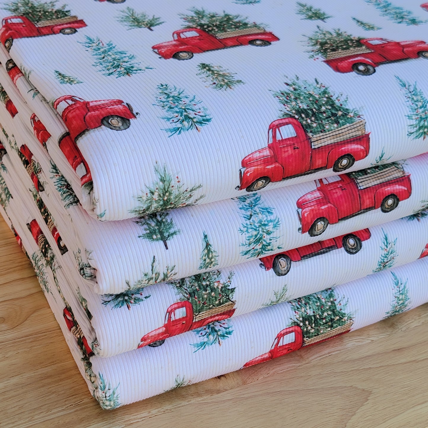 Yummy Rib Custom Print Red Pick-up and Trees