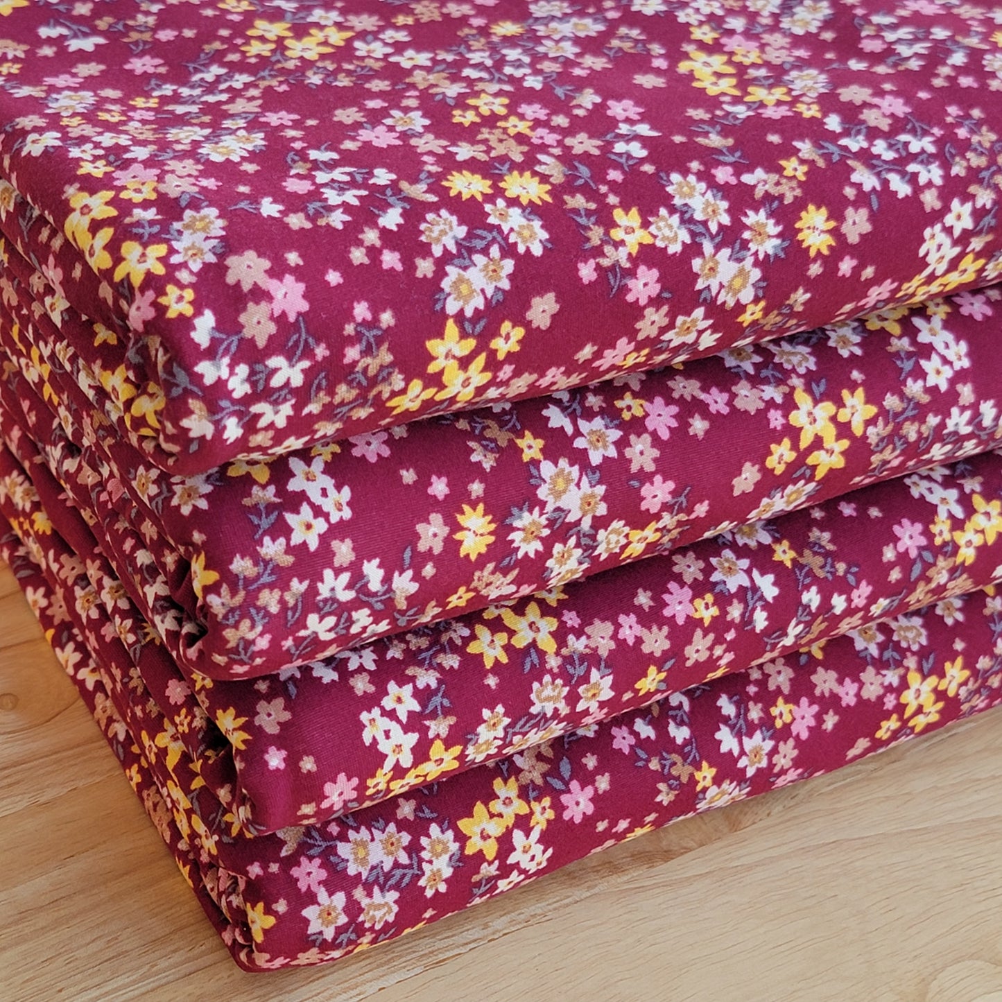 Burgundy Floral Double Brush Poly