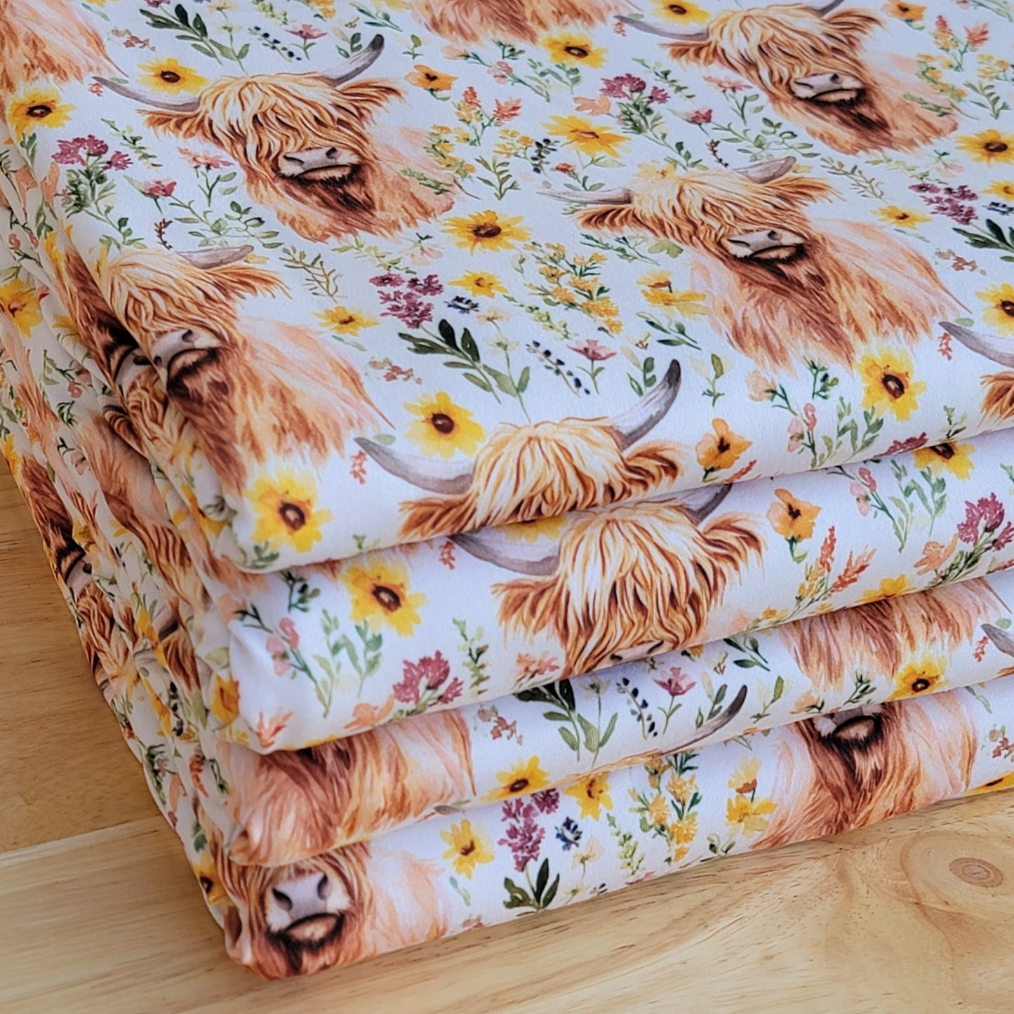 Double Brush Poly Highland Cow Print