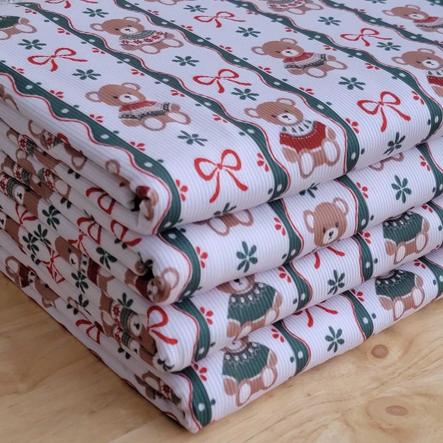 2x2 Yummy Rib Custom Print Christmas Bears & Bows