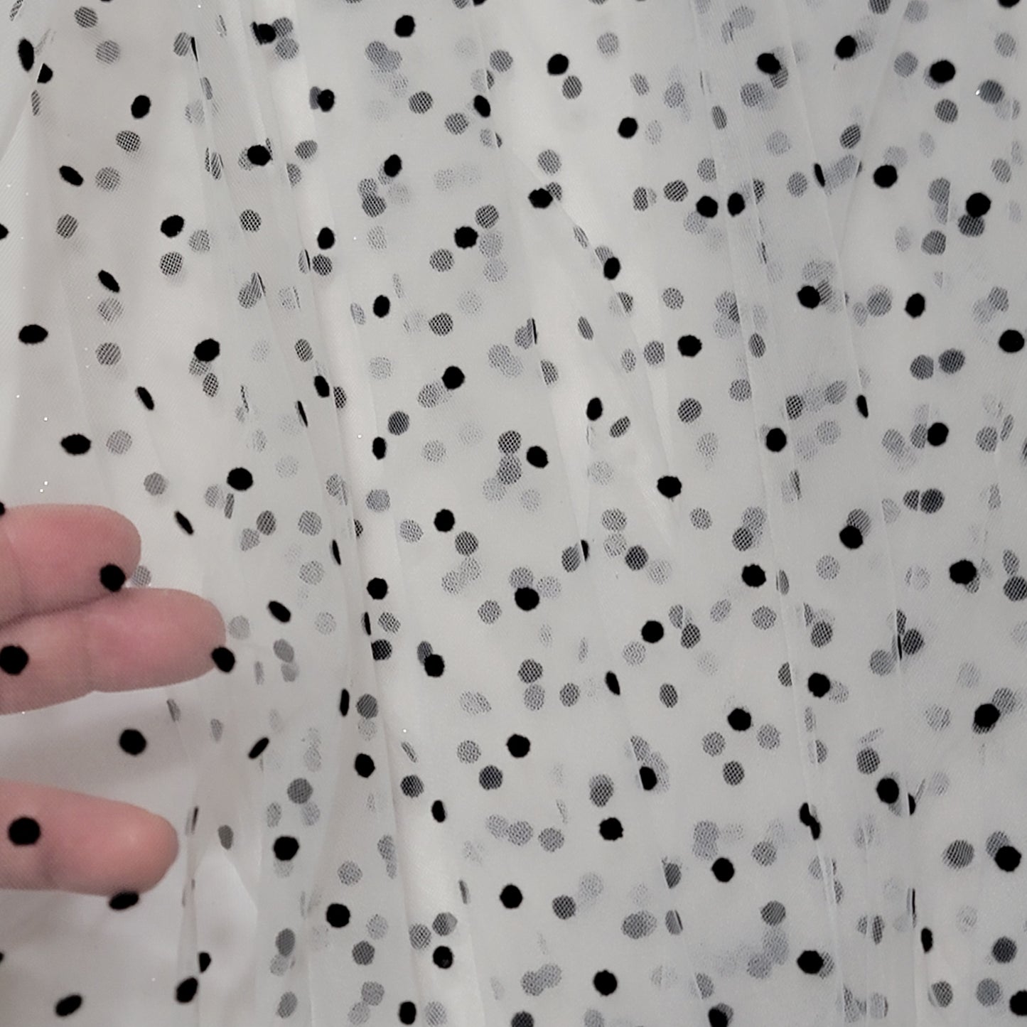 Off-white Mesh Black Polka Dot