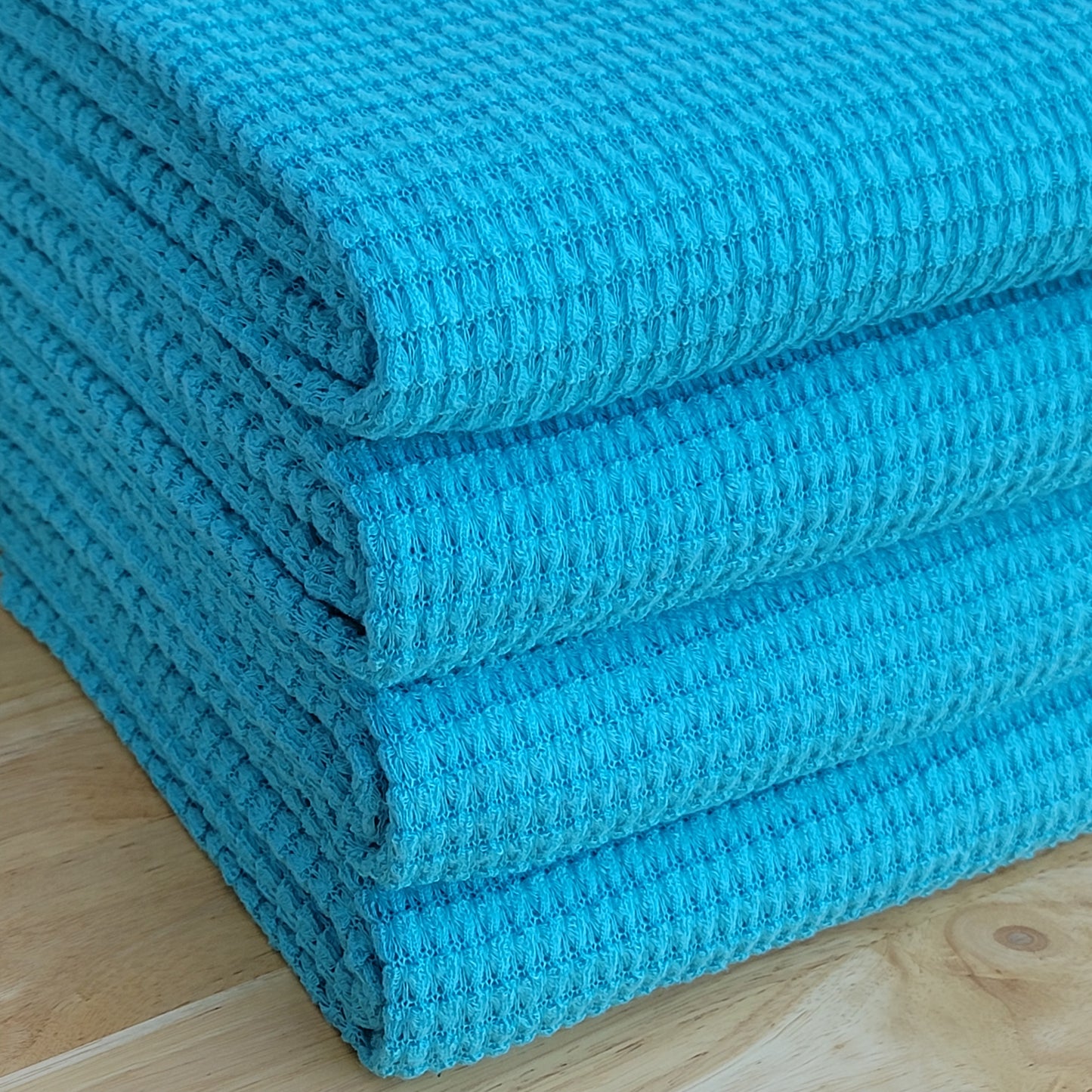 Turquoise Chunky Waffle Knit Fabric