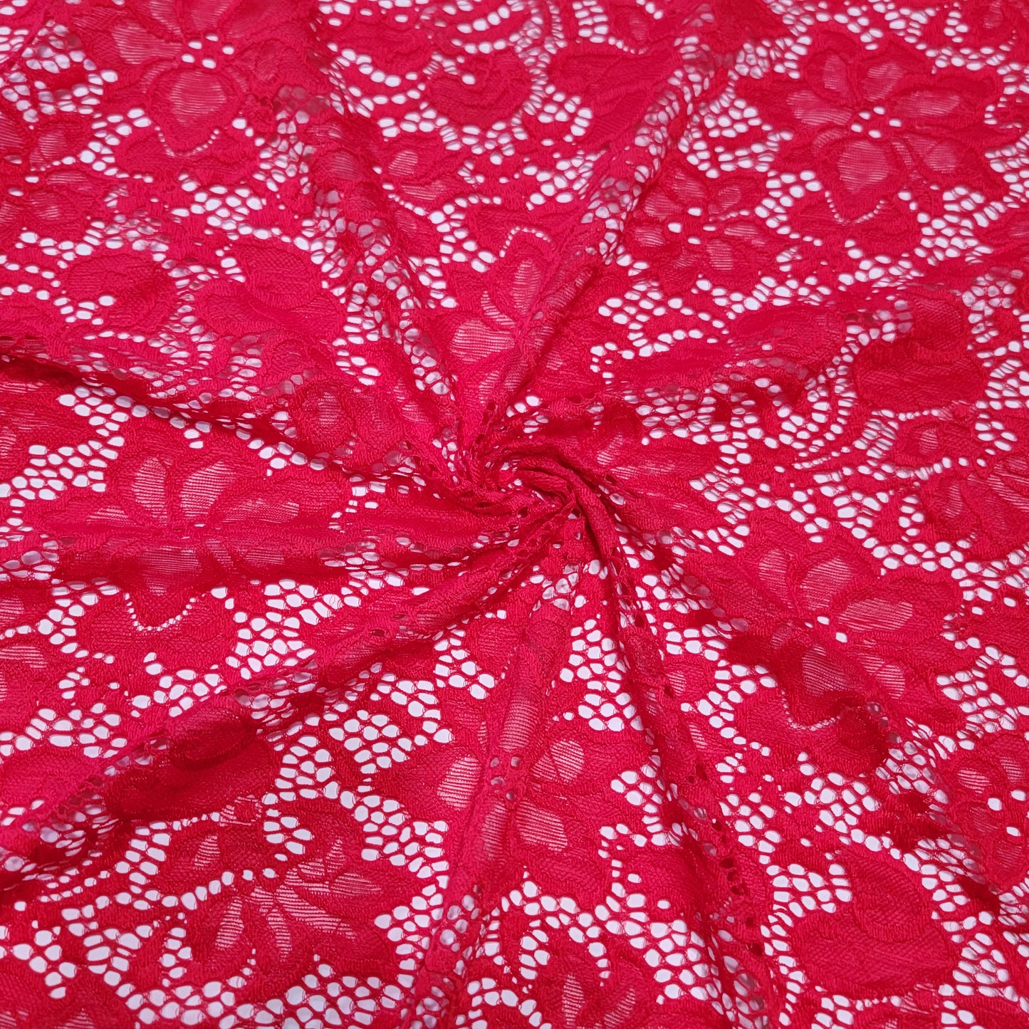 Red Stretch Lace Floral Design
