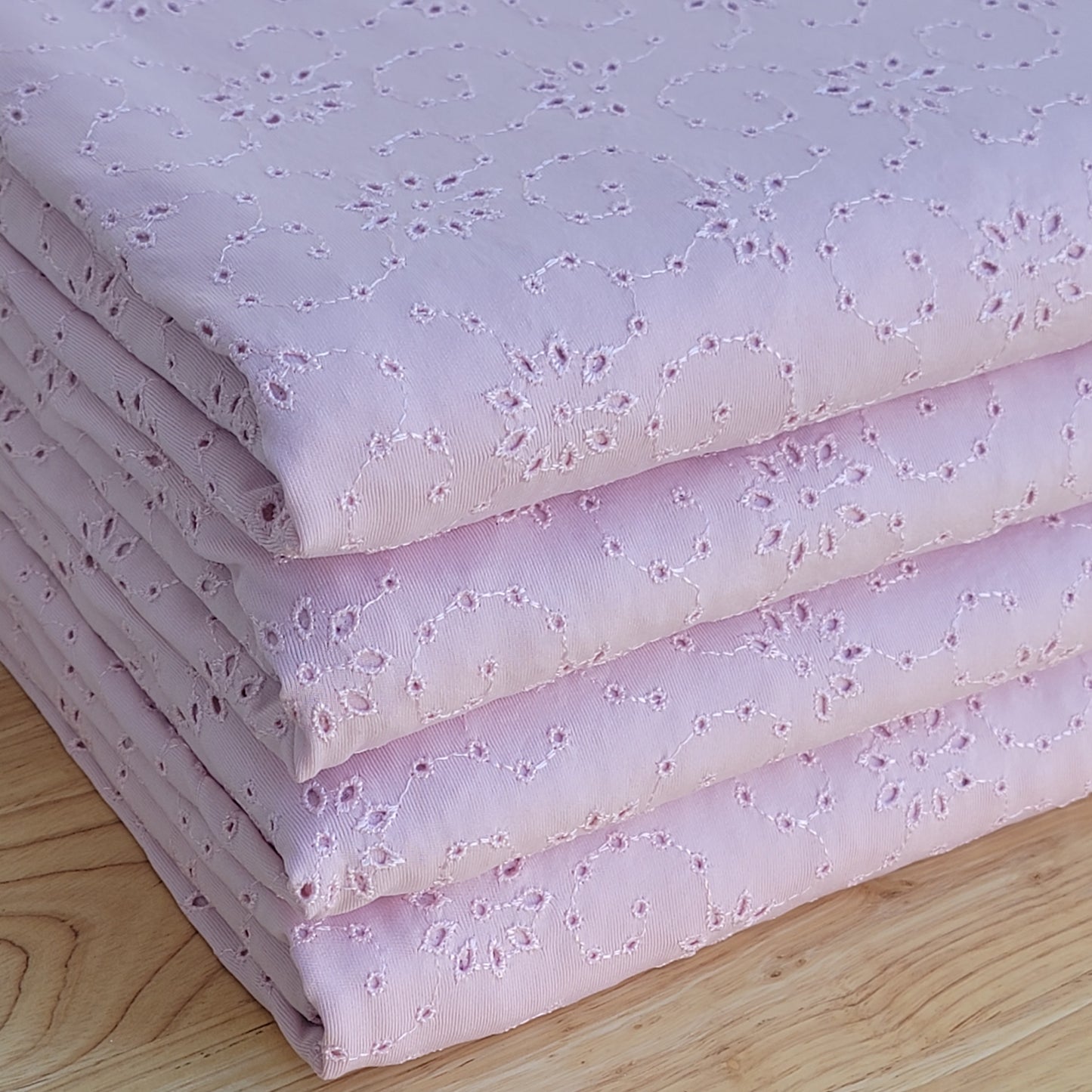 2 Way Stretch Light Pink Eyelet Spandex