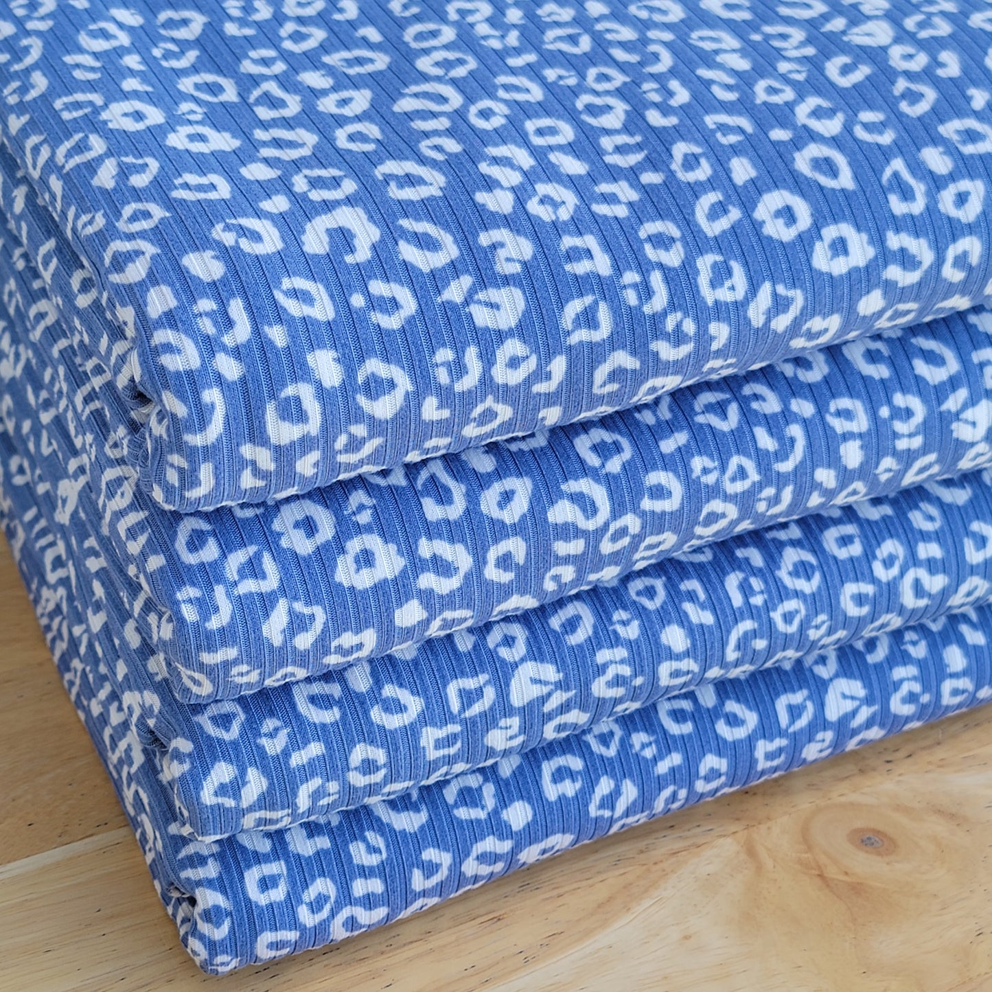 4x2 Yummy Rib Blue Denim Cheetah Print