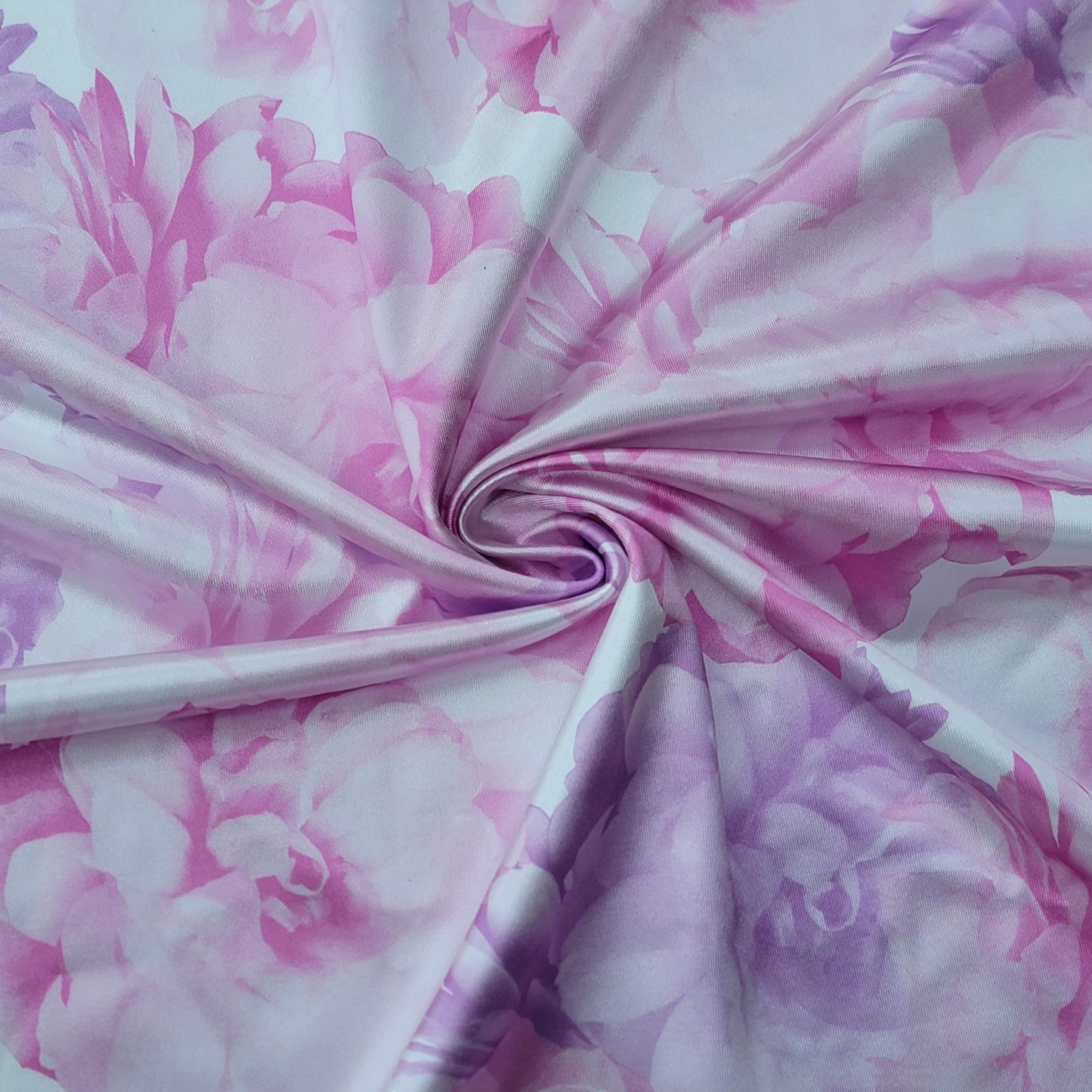 Satin Spandex Pink Lavender Floral