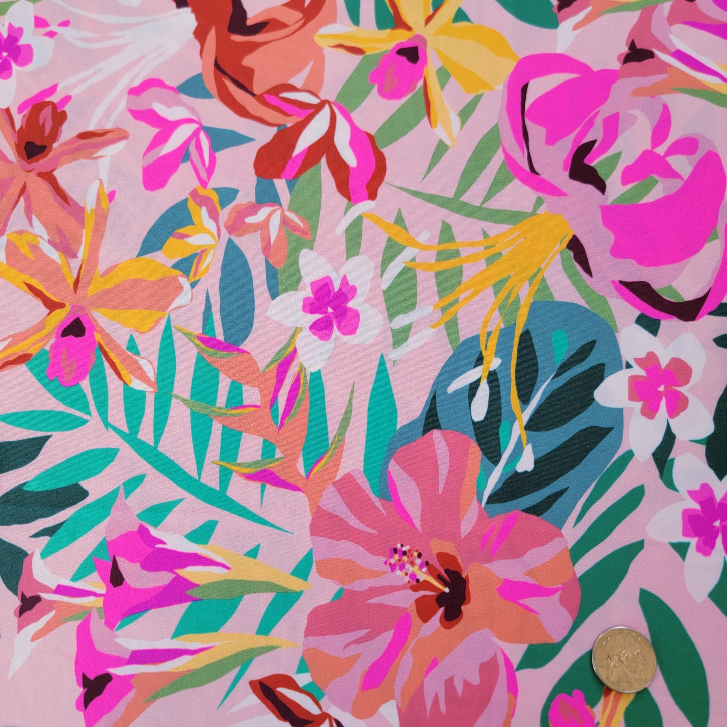 Hibiscus Tropical Print Nylon Spandex Swim Athetic