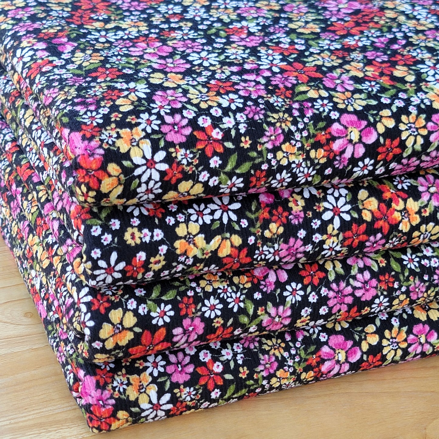 2x2 Yummy Rib Red Pink Yellow Floral Print
