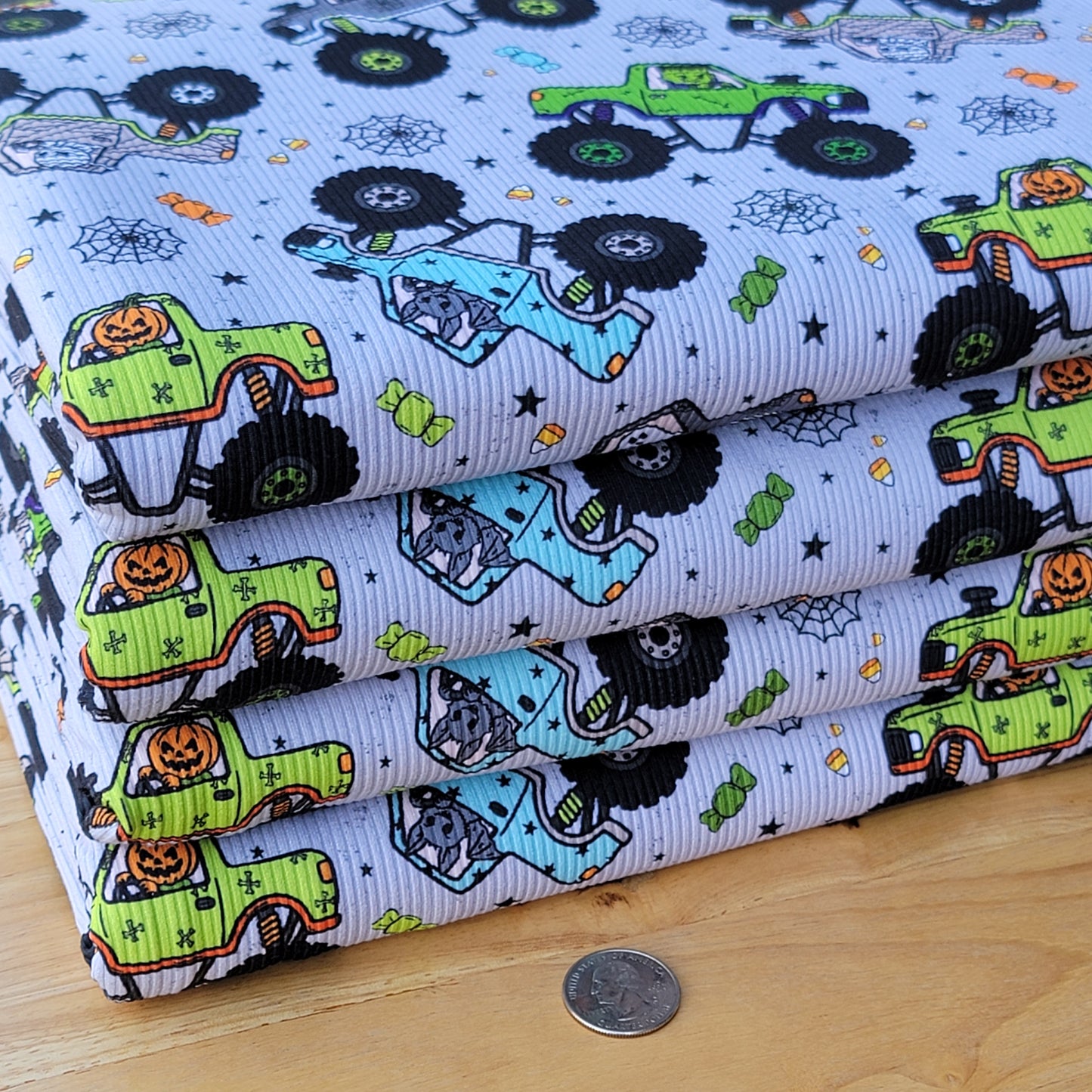 2x2 Yummy Rib Halloween Monster Trucks Print