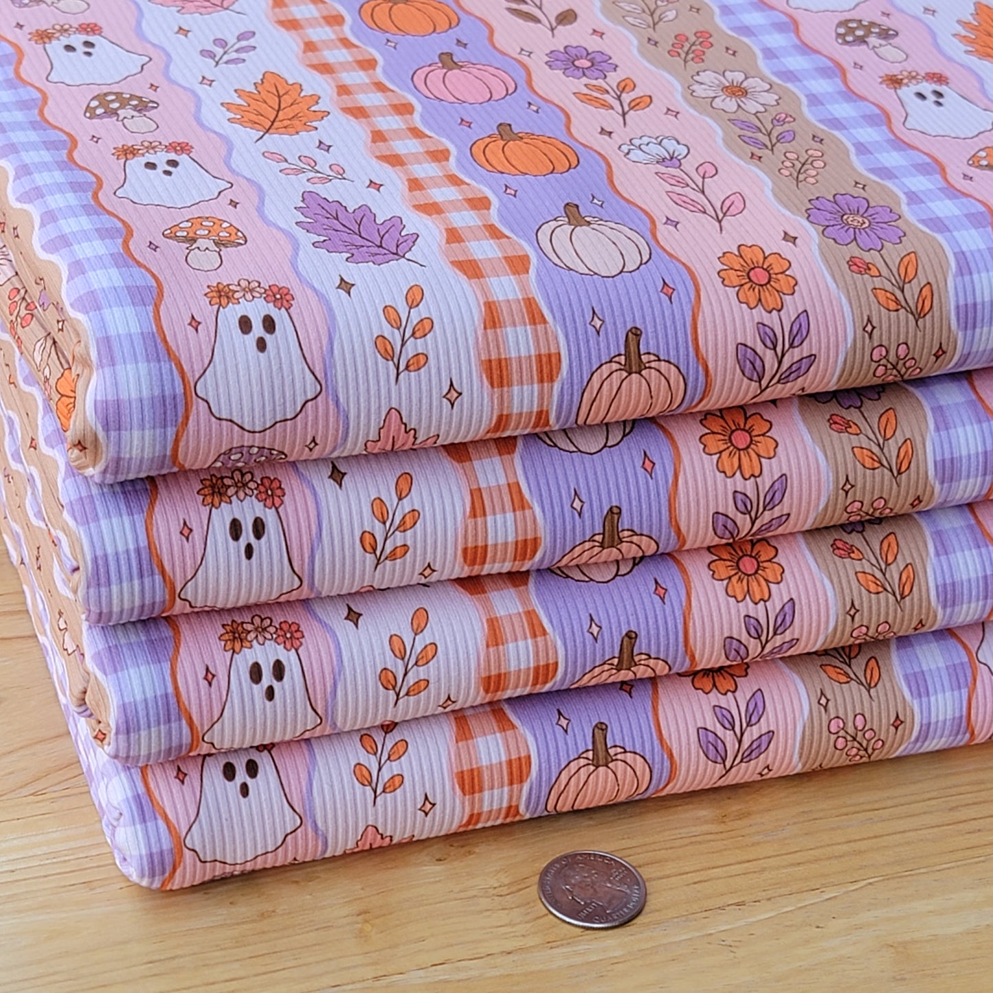 2x2 Yummy Rib Halloween Fall Boho Ghost & Pumpkins Print