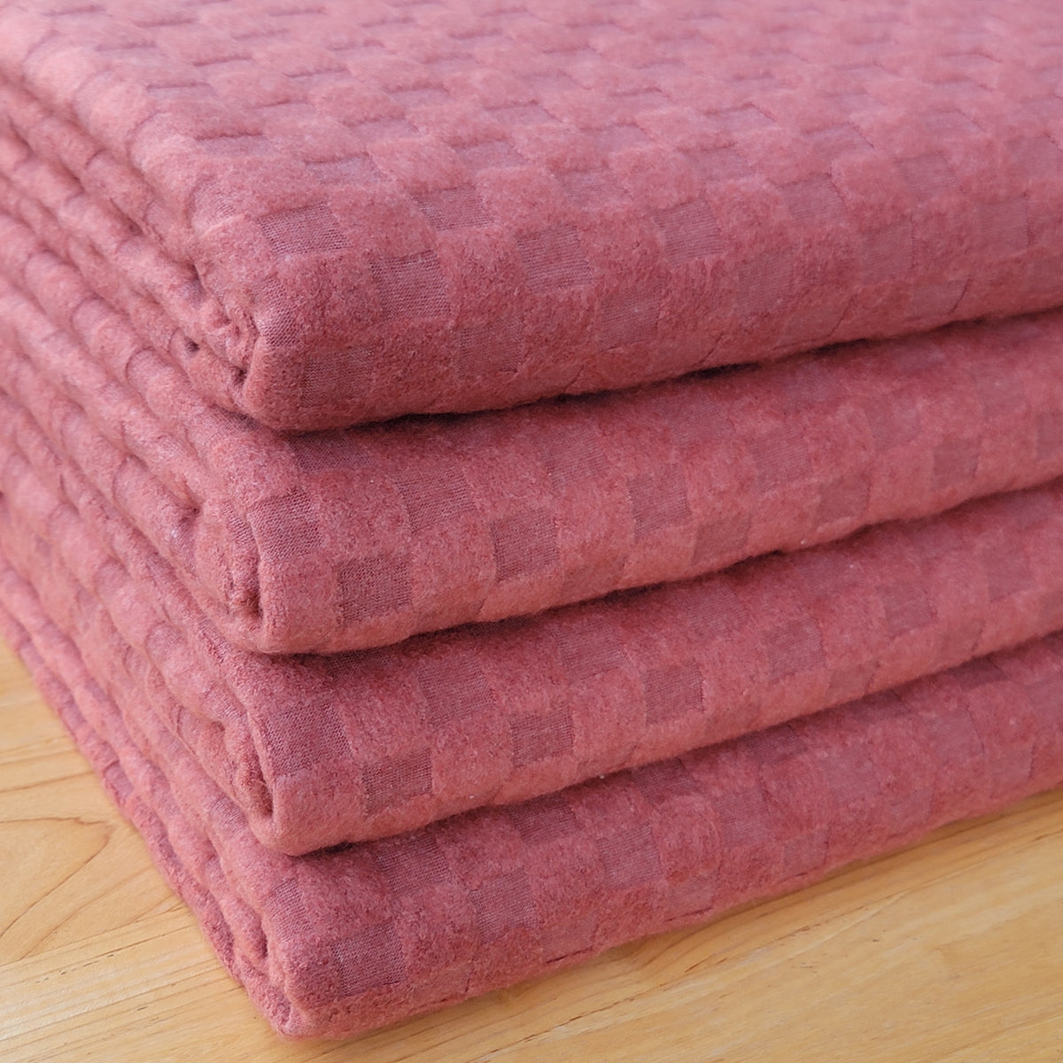 Checkered Jacquard Brush Sweater Knit Rose