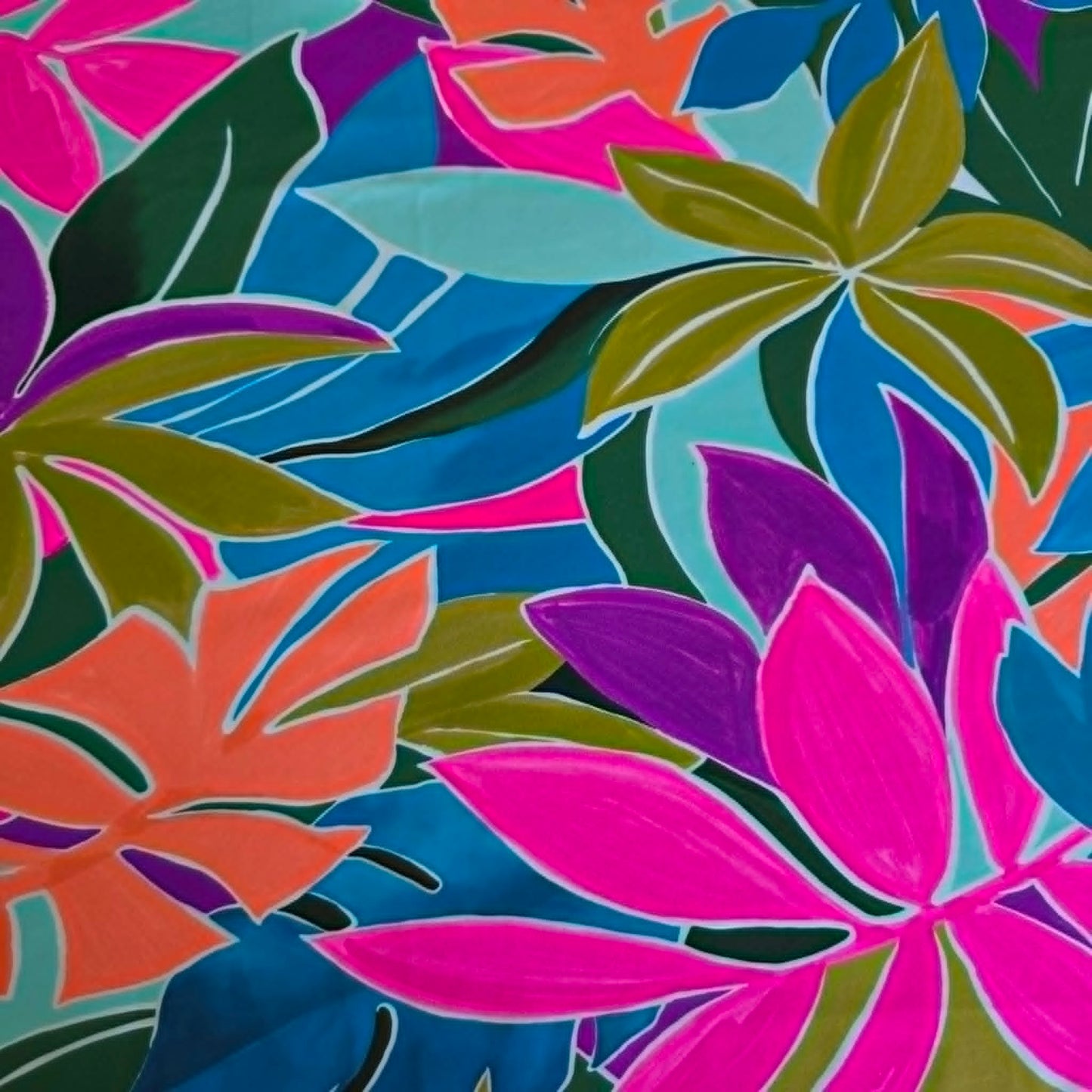 Multi-color Leaf Print Nylon Spandex Swim Athletic