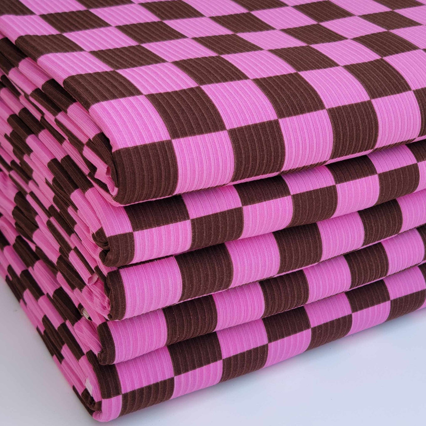 Yummy Rib Checkered Pink/Brown Print