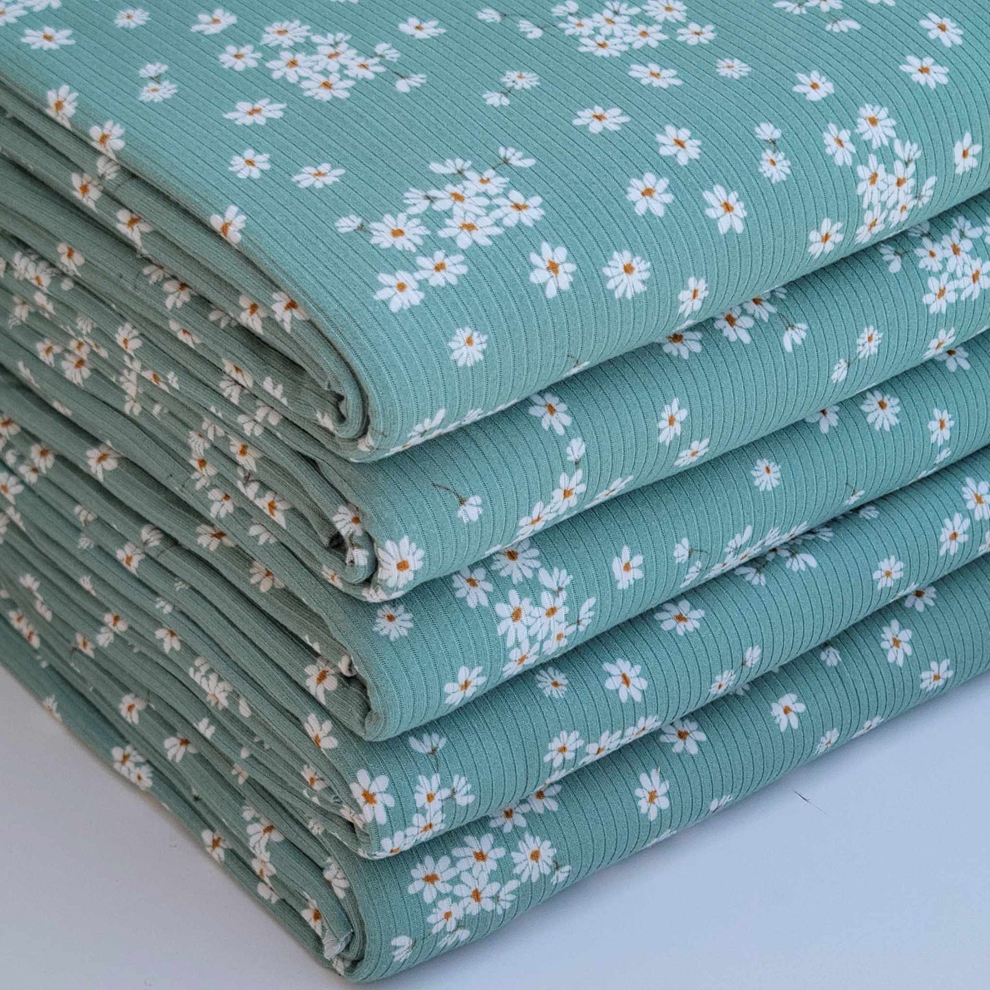 Yummy Rib Sea Green base White Floral