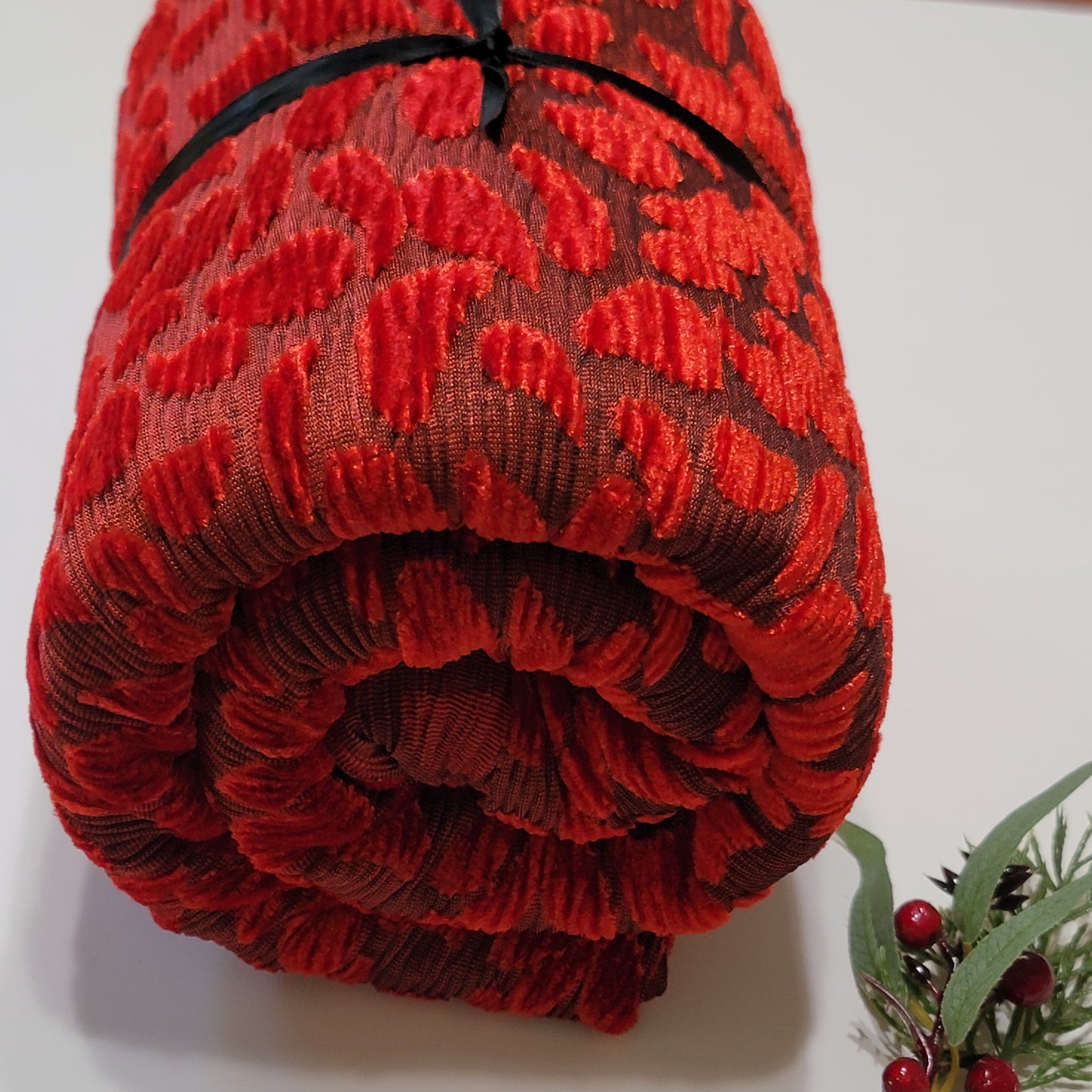 1.5 Yards Burned Out Red Velvet