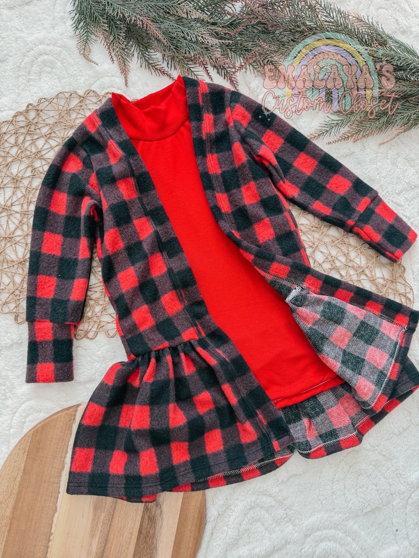 Brush Sweater Knit Black & Red Buffalo Plaid