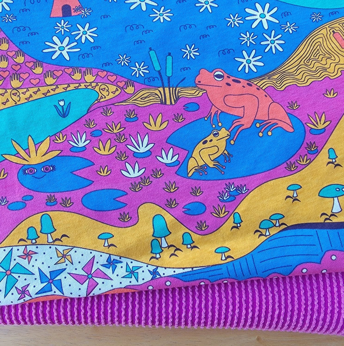 Set 1 yard Cotton Jersey Frog Print & 1 yard Solid Urban Rib