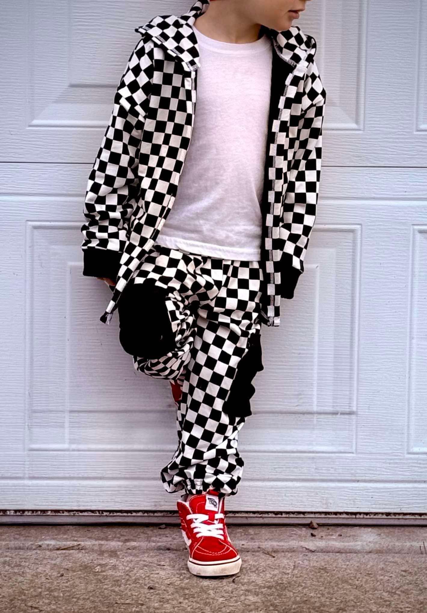 Double Brush Poly Checkered Black and White