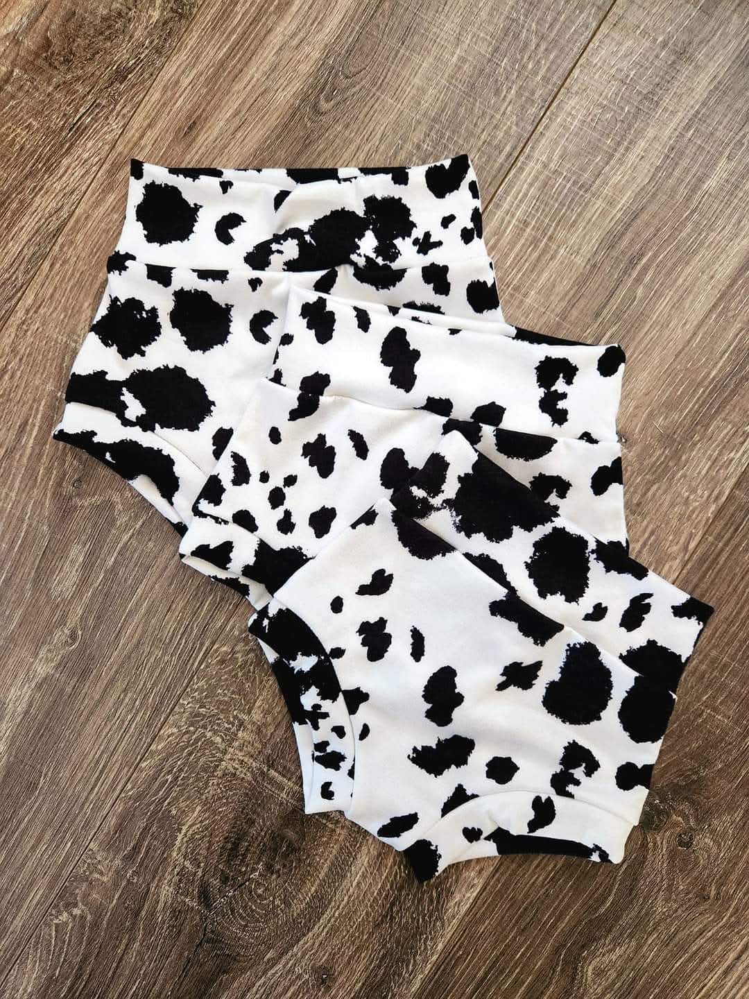 Black and White Cow Print Double Brush Poly