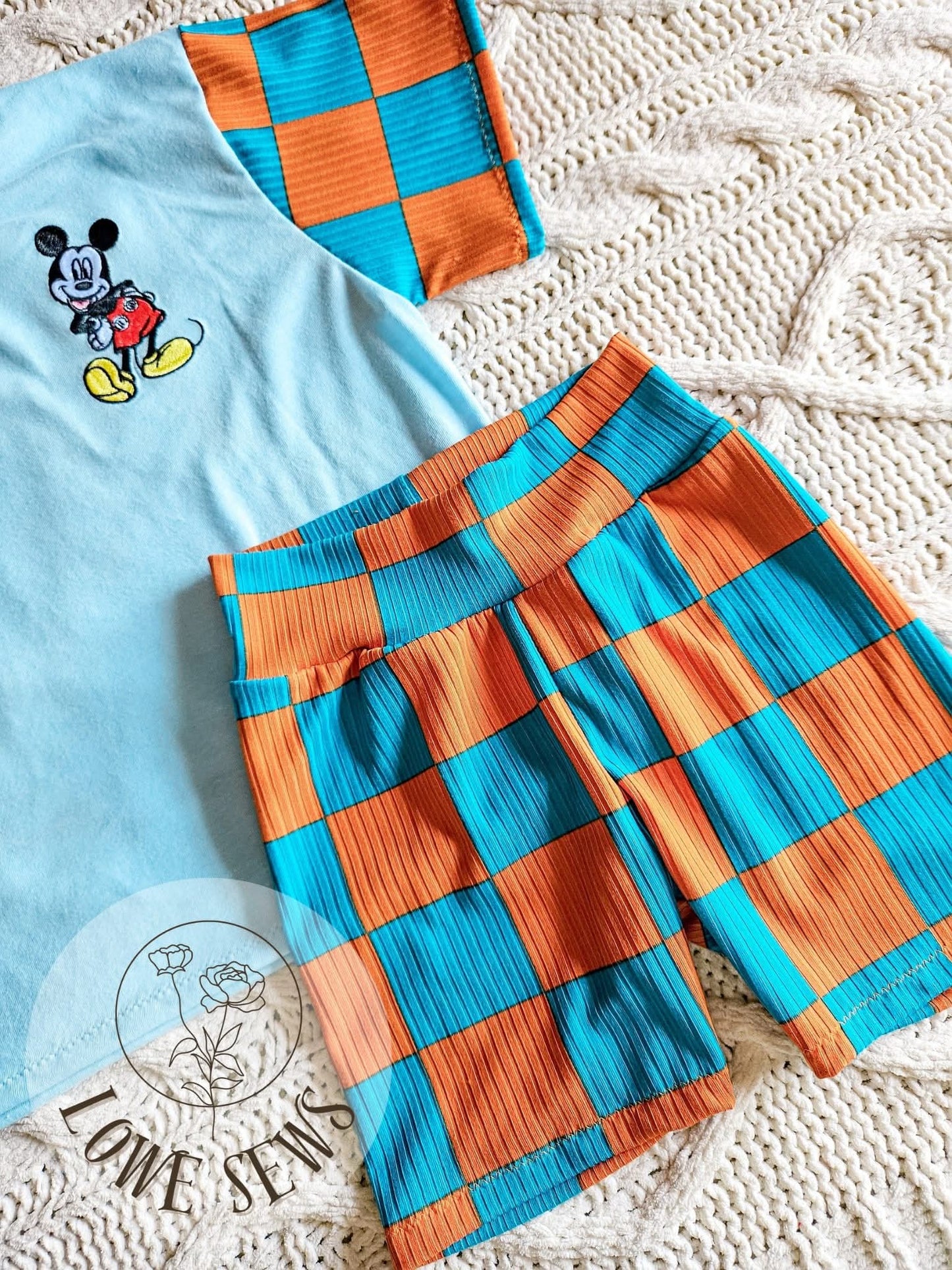Yummy Rib Checkered Custom Print Orange/Turquoise