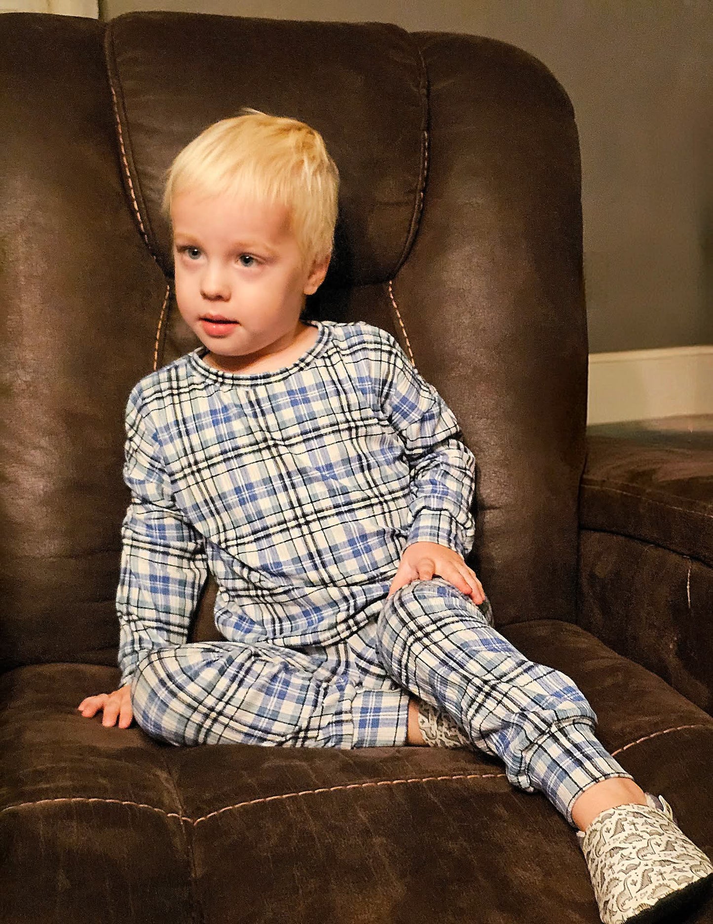 4x2 Yummy rib Blue Plaid Print