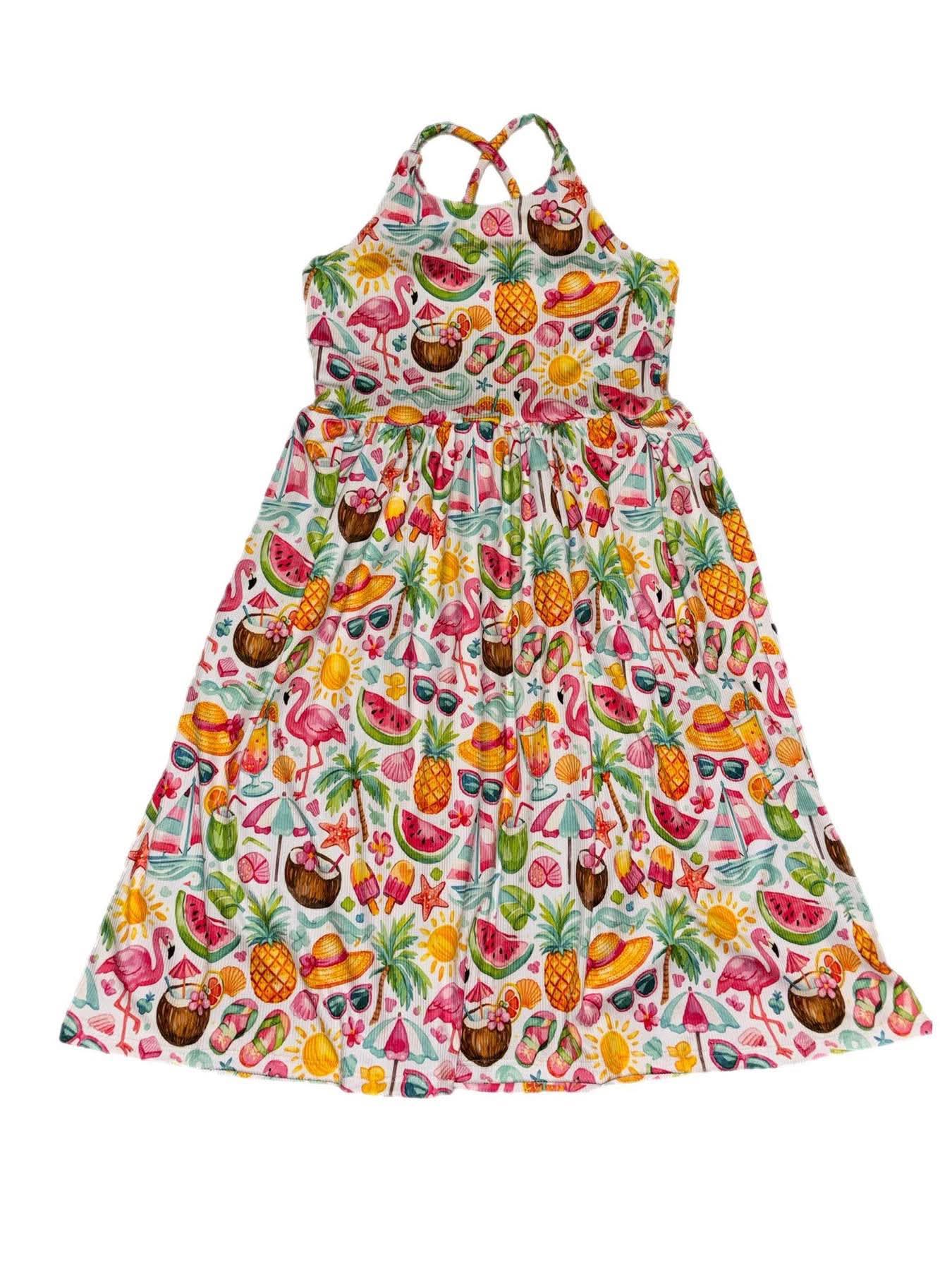 2x2 Yummy Rib Flamingo Summer Beach Vibes Print