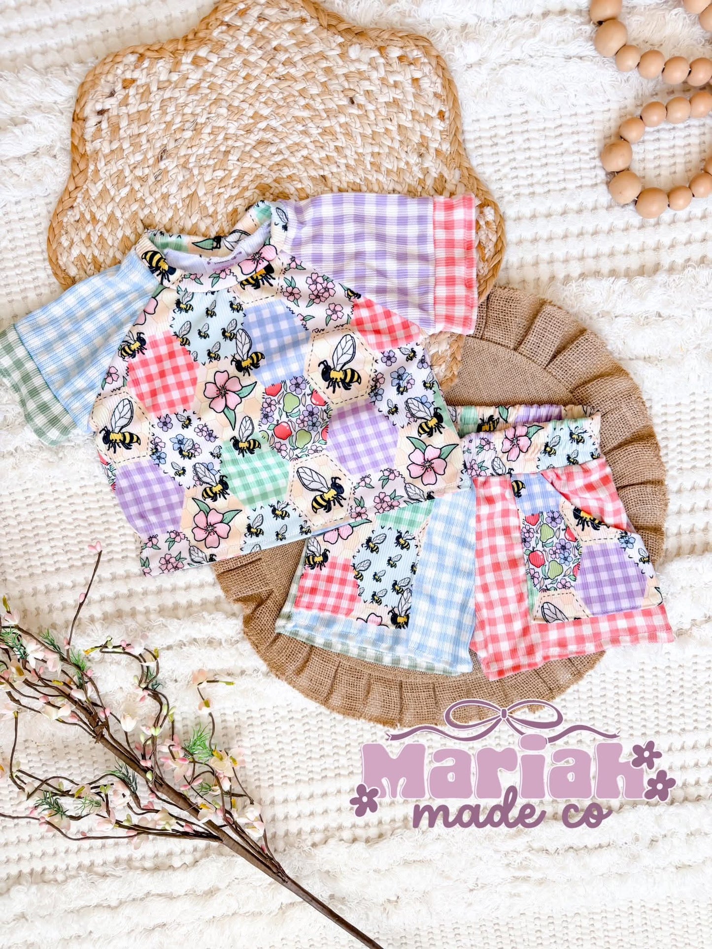 2x2 Yummy Rib Bees Honeycomb Patchwork Print