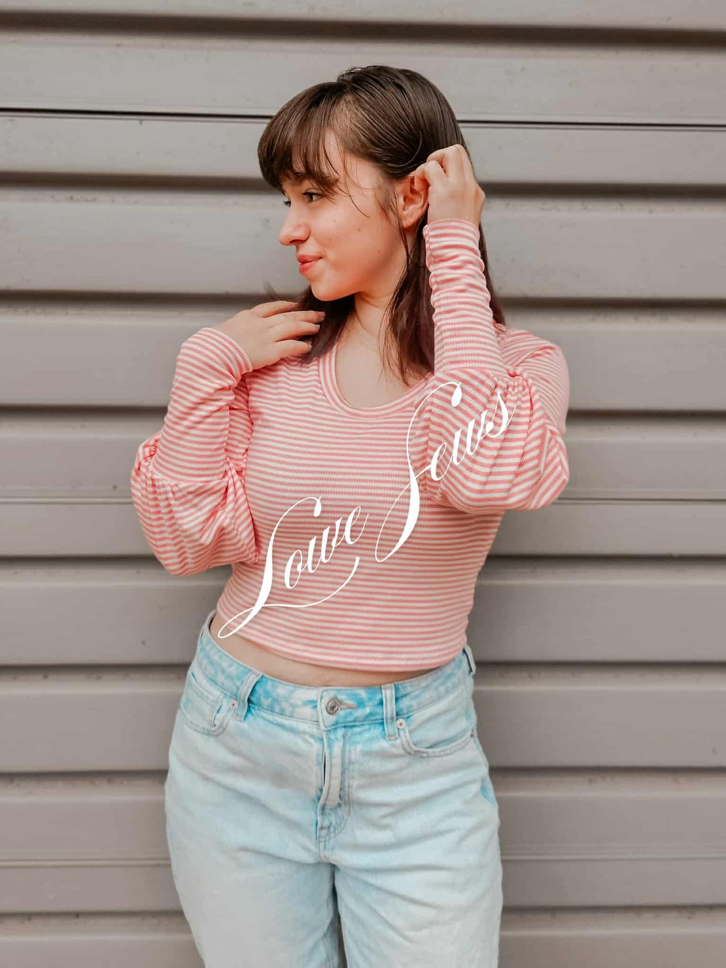 2x2 Rayon Blend Rib Stripes Rose & Off-white