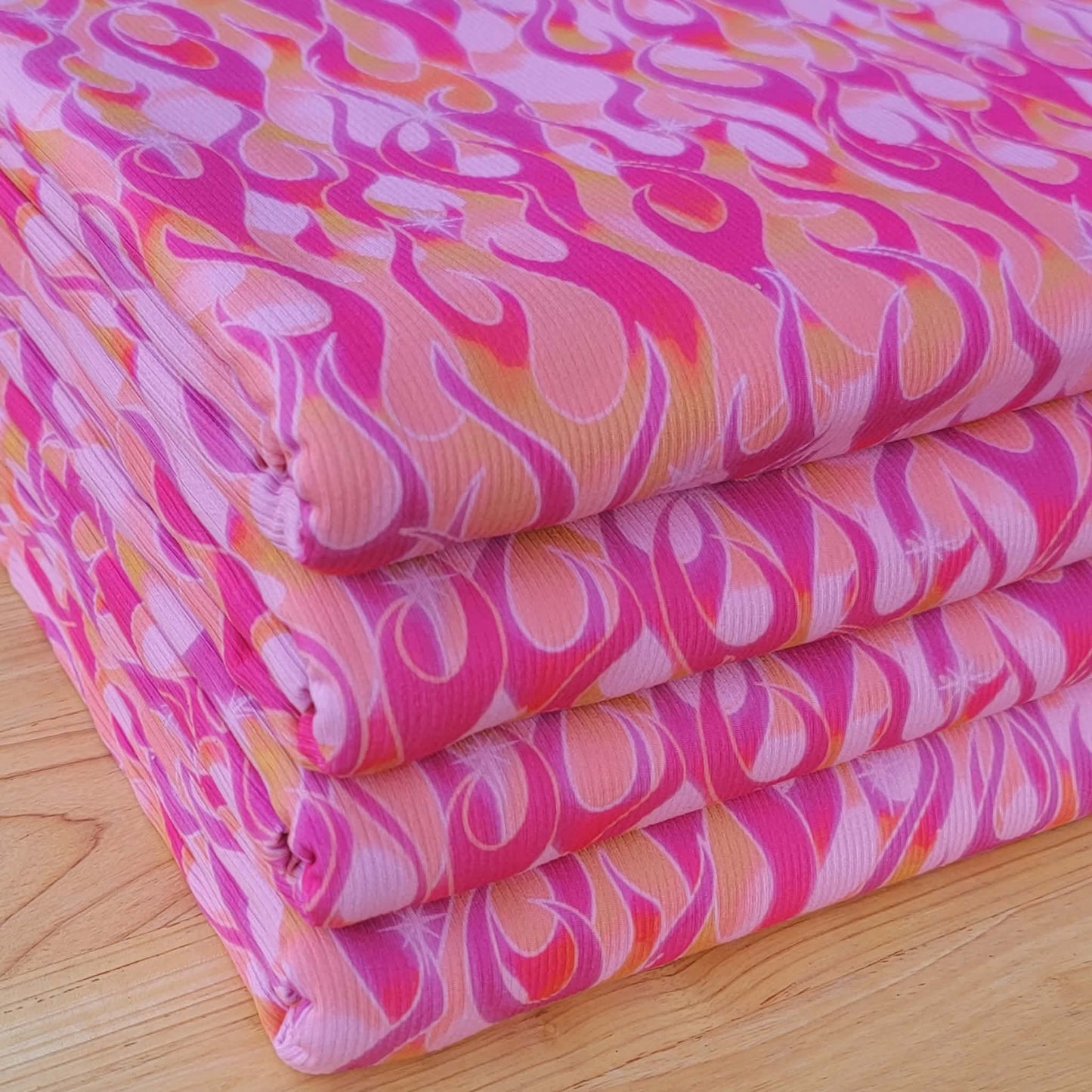 2x2 Yummy Rib Hot Pink Flames Print