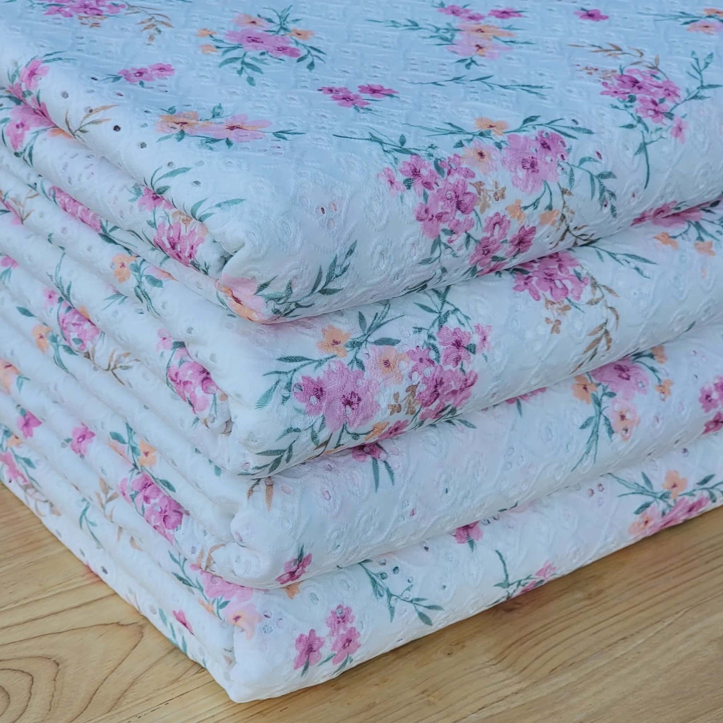 Off-white Eyelet Spandex Floral Print