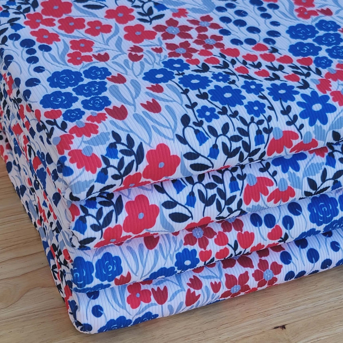 2x2 Yummy Rib Red & Blue 4th of July Floral Print