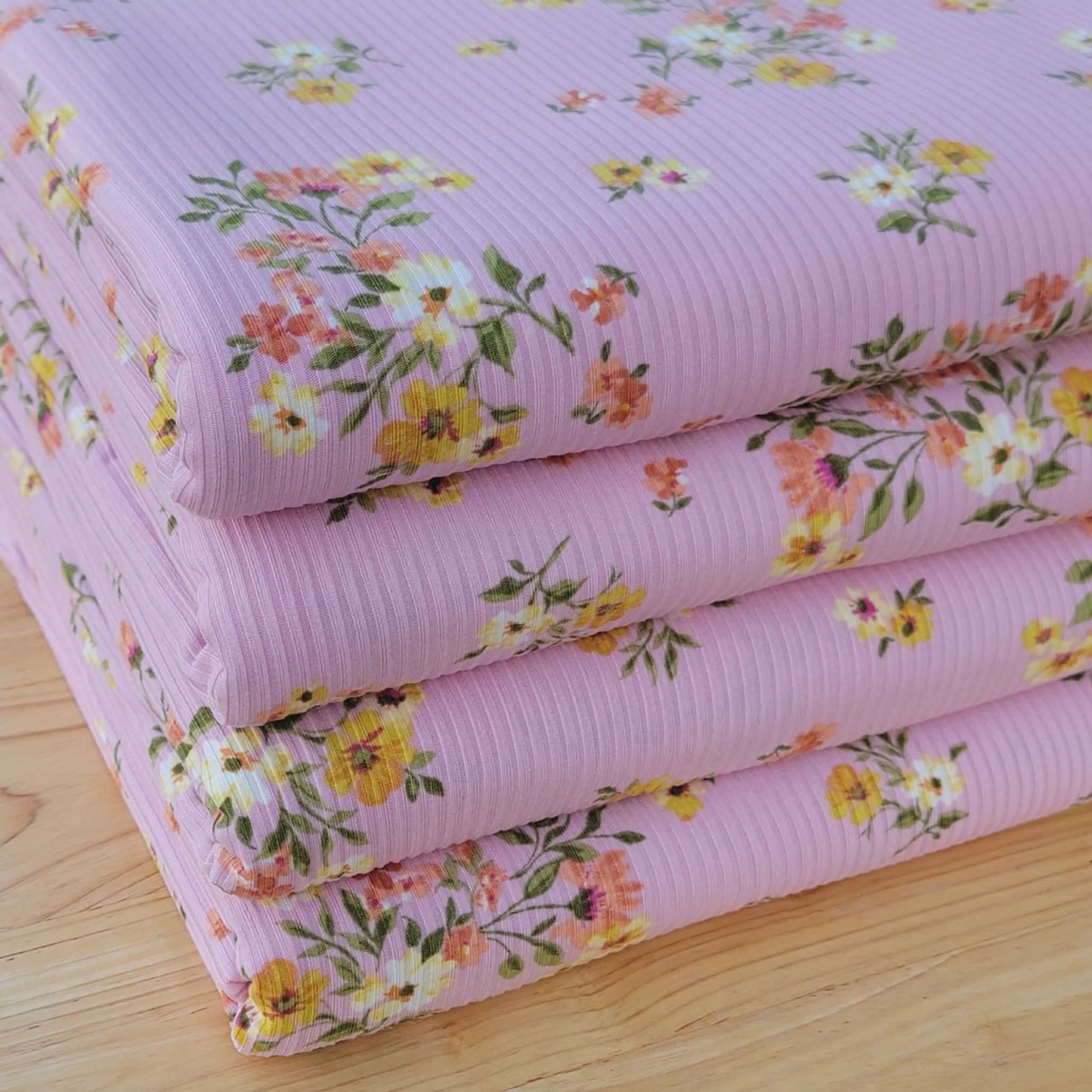 Yummy Rib Pink Base Floral Print
