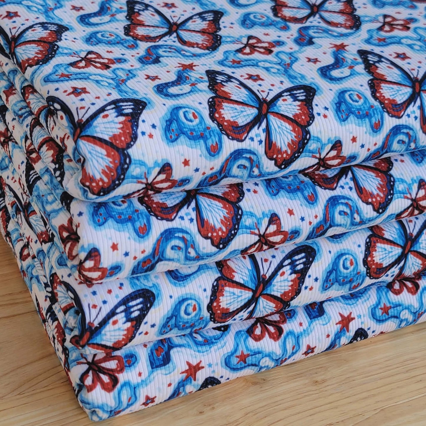 2x2 yummy rib Red White & Blue Butterflies 4th of July Print