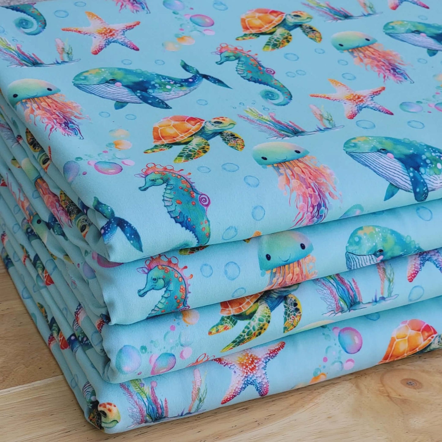 Double Brush Poly Sea Creatures Print
