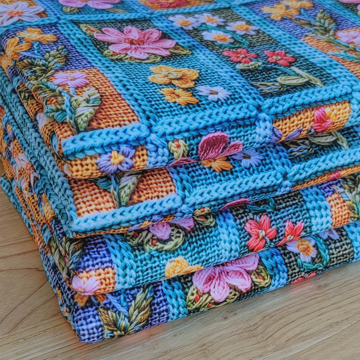 Double Brush Poly Faux Knit & Embroidery Print