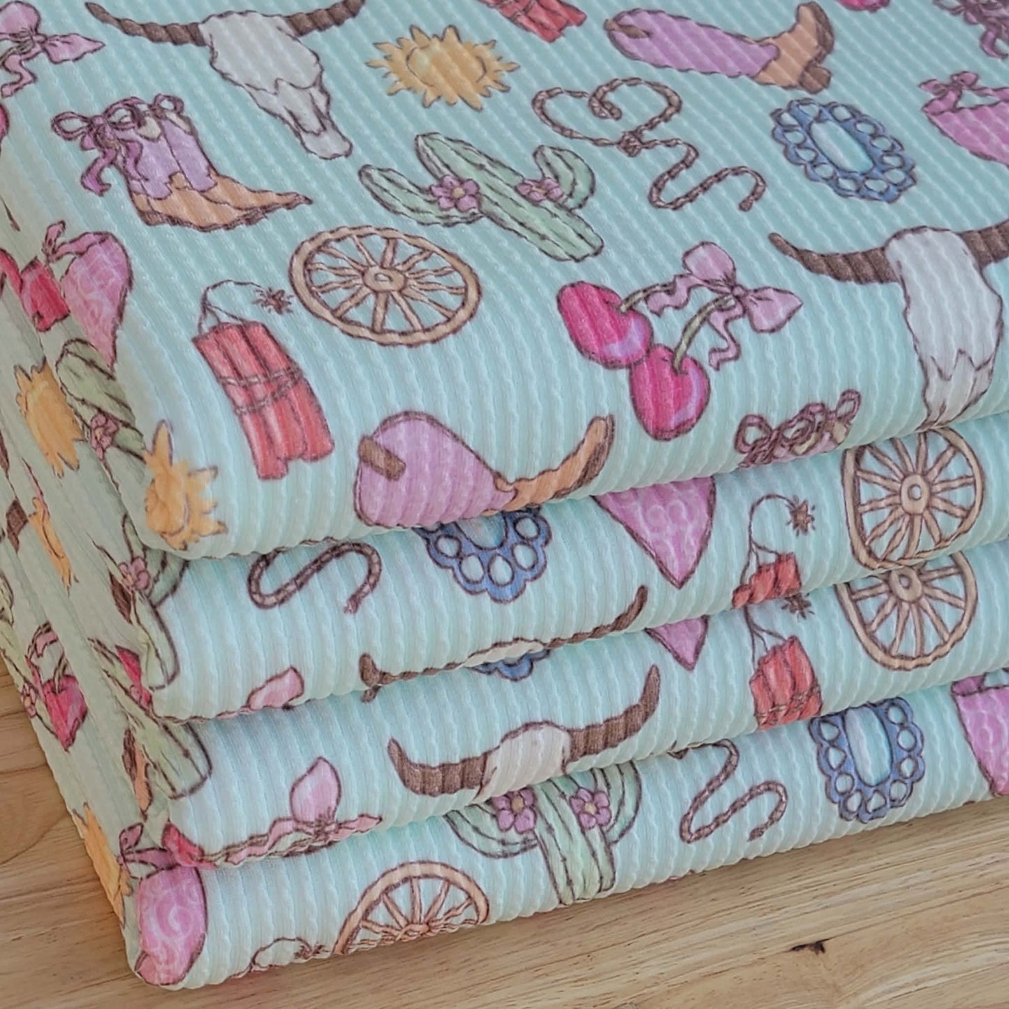 Urban Rib Girly Western Boots & Cherries Print