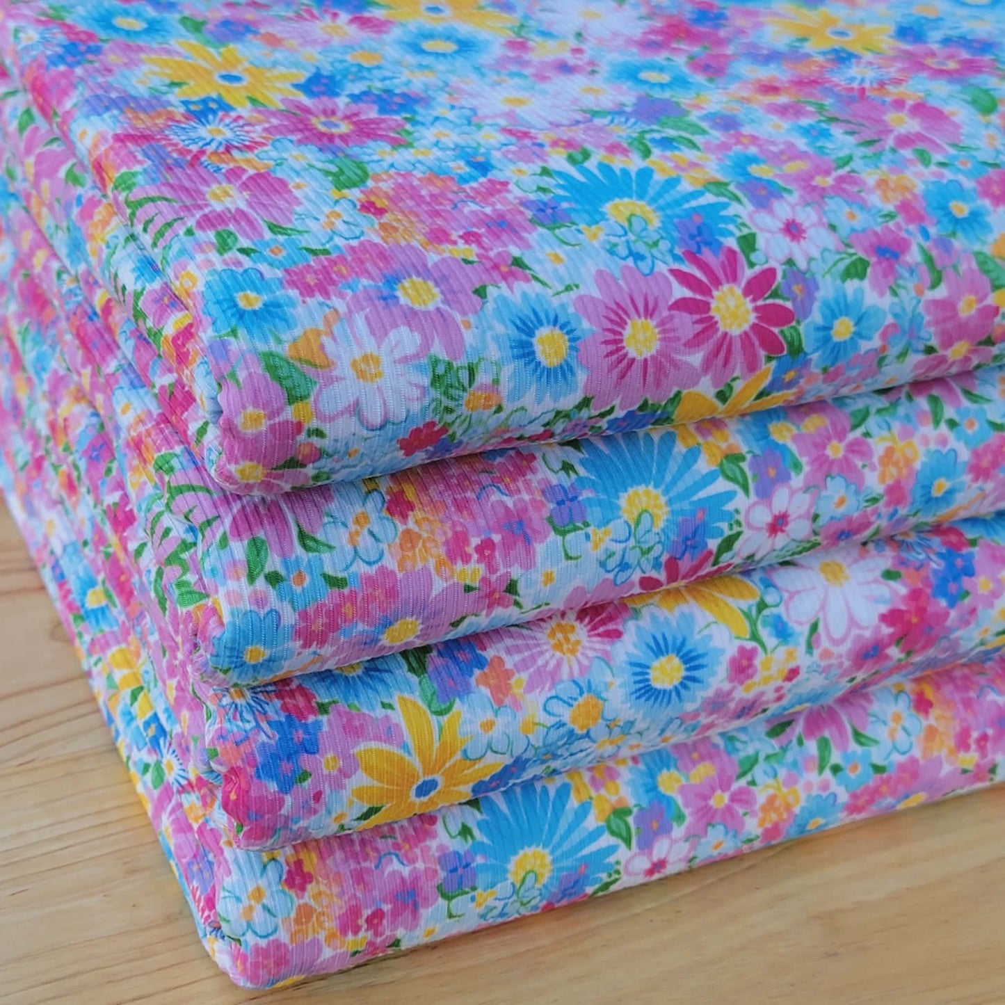 2x2 Yummy Rib Lavender Magenta Blue & Yellow Floral Print